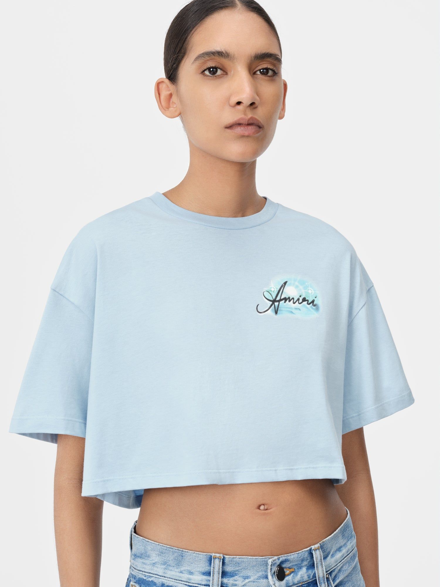 Camiseta Amiri Paradise Airbrush Tee Mujer Cerulean | PKABHT-934