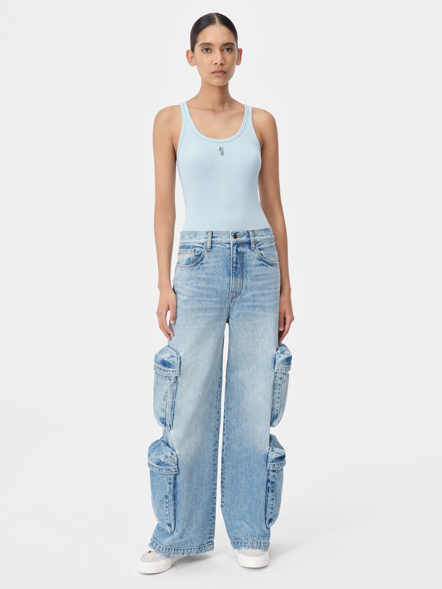 Camiseta Amiri Stacked Ribbed Tank Mujer Cerulean | LYJOUK-594