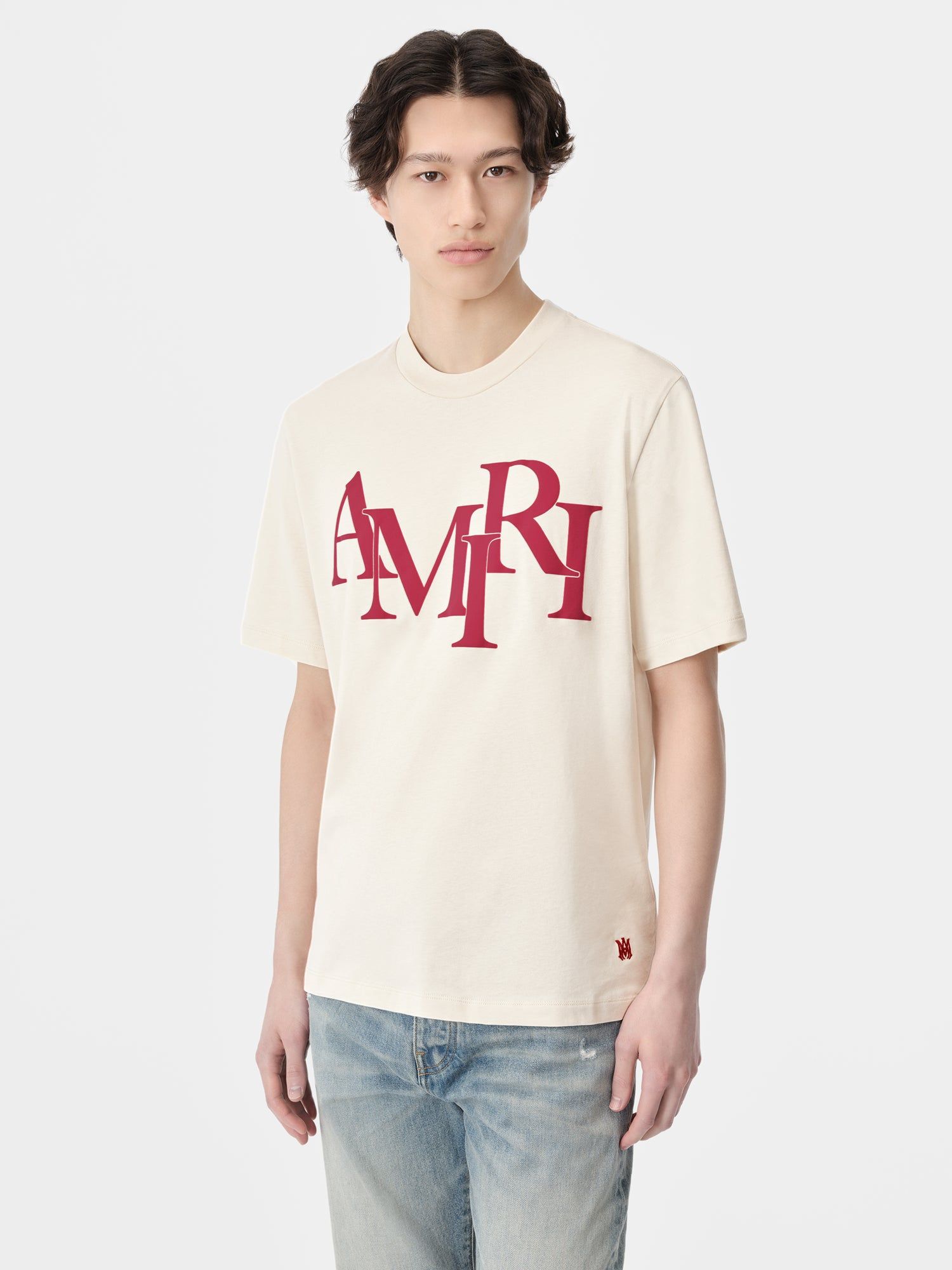 Camiseta Amiri Staggered Tee Hombre Birch | RYTGAQ-174