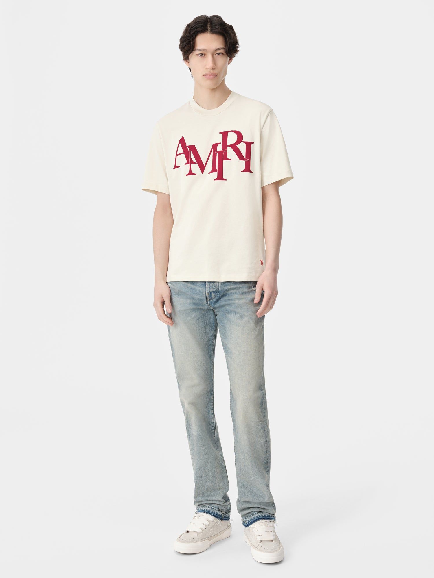 Camiseta Amiri Staggered Tee Hombre Birch | RYTGAQ-174