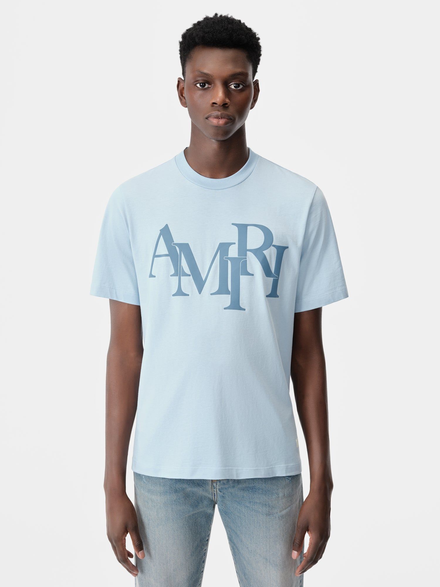 Camiseta Amiri Staggered Tee Hombre Cerulean | BERKMU-305