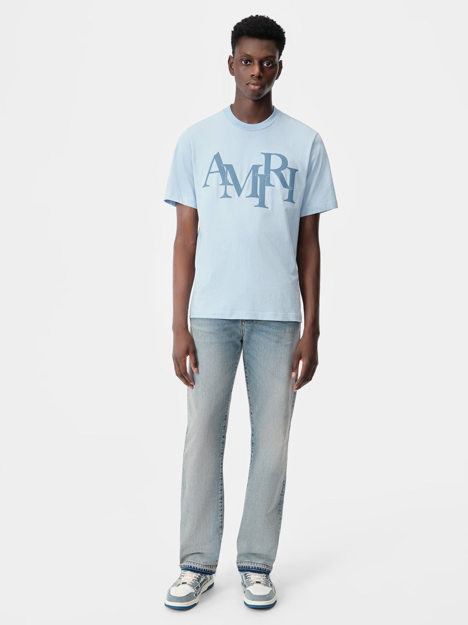Camiseta Amiri Staggered Tee Hombre Cerulean | BERKMU-305