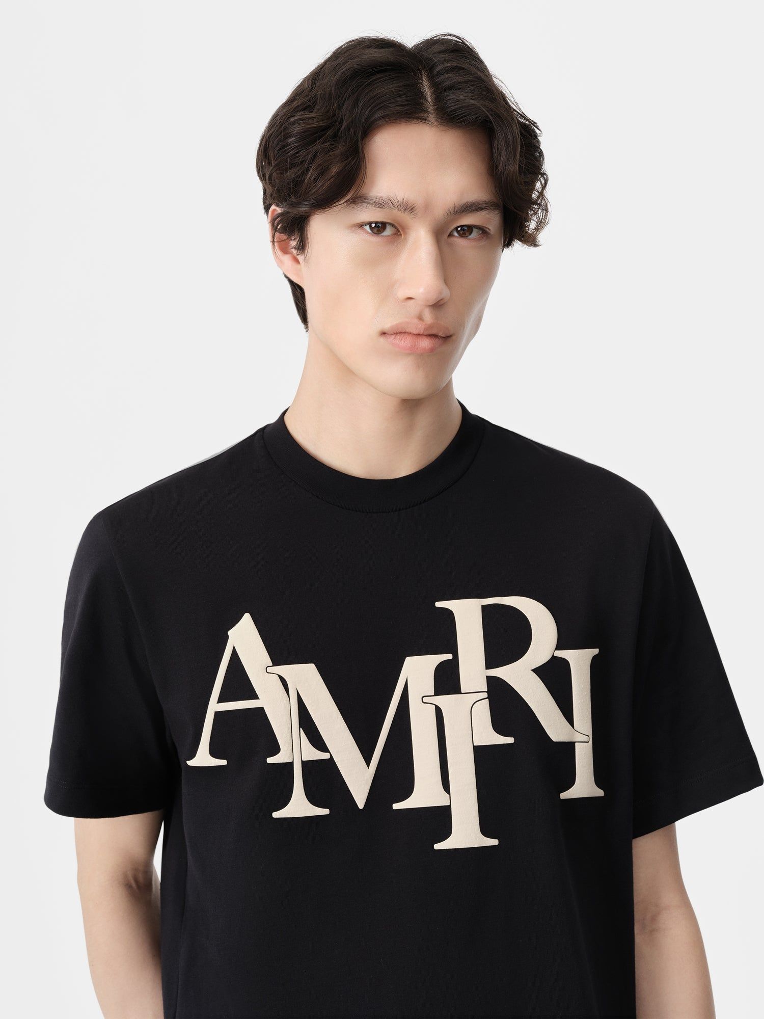 Camiseta Amiri Staggered Tee Hombre Negros | FGJNBT-251