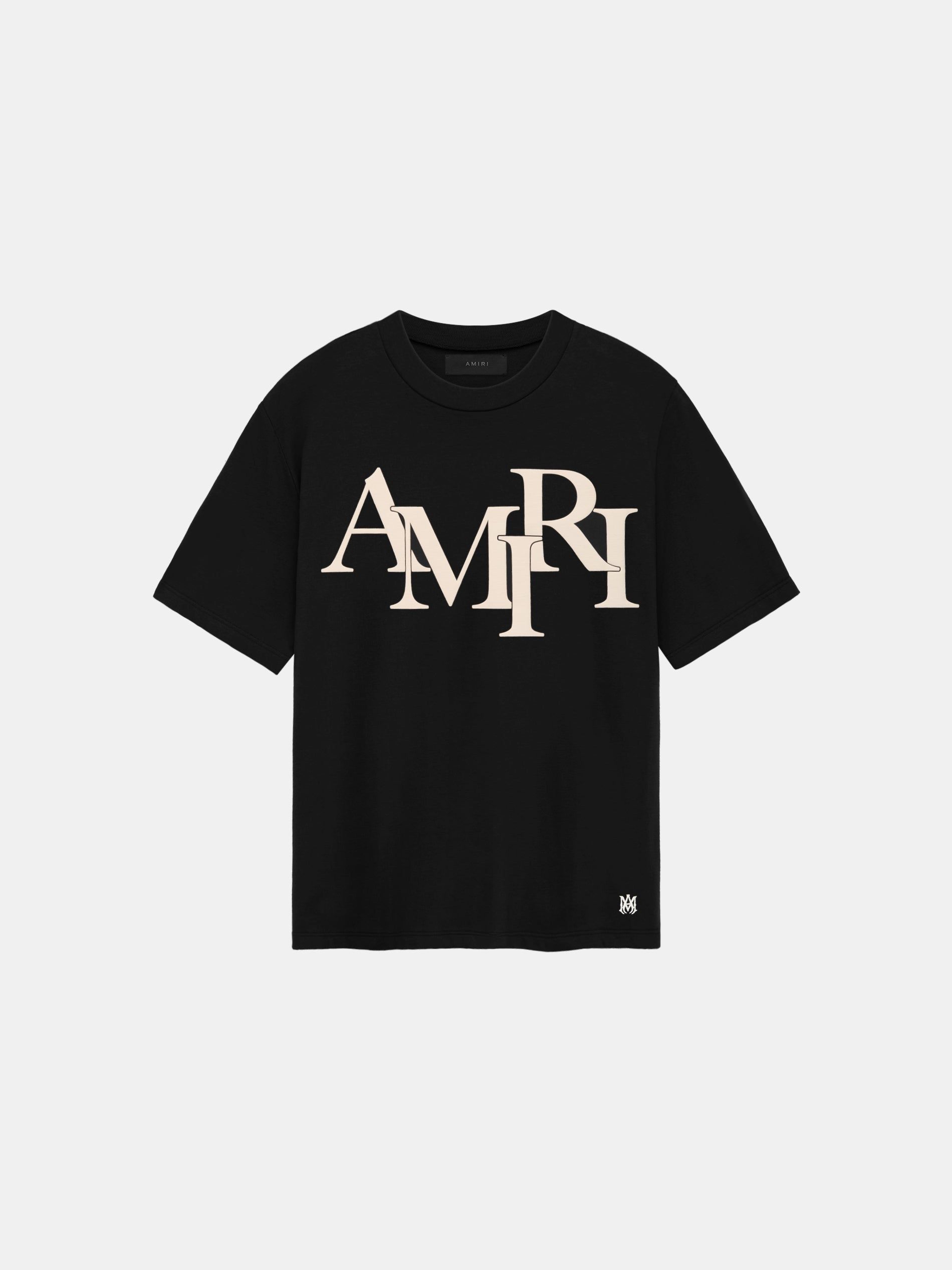 Camiseta Amiri Staggered Tee Hombre Negros | FGJNBT-251