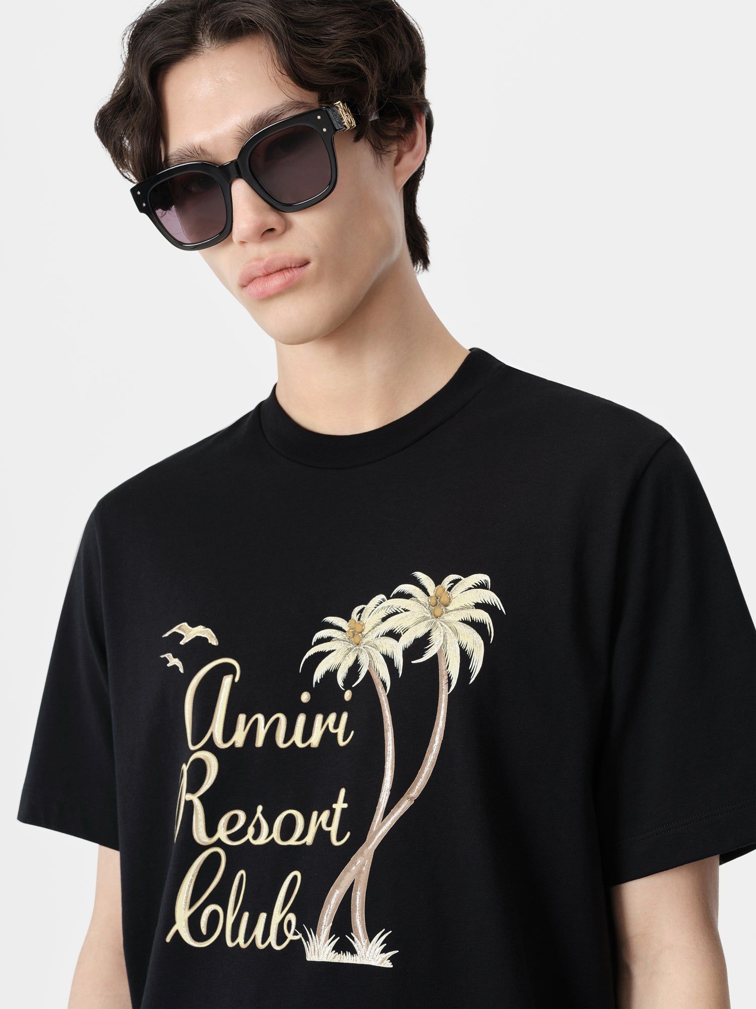 Camiseta Amiri Twisted Palms Tee Hombre Negros | JSKPWV-962