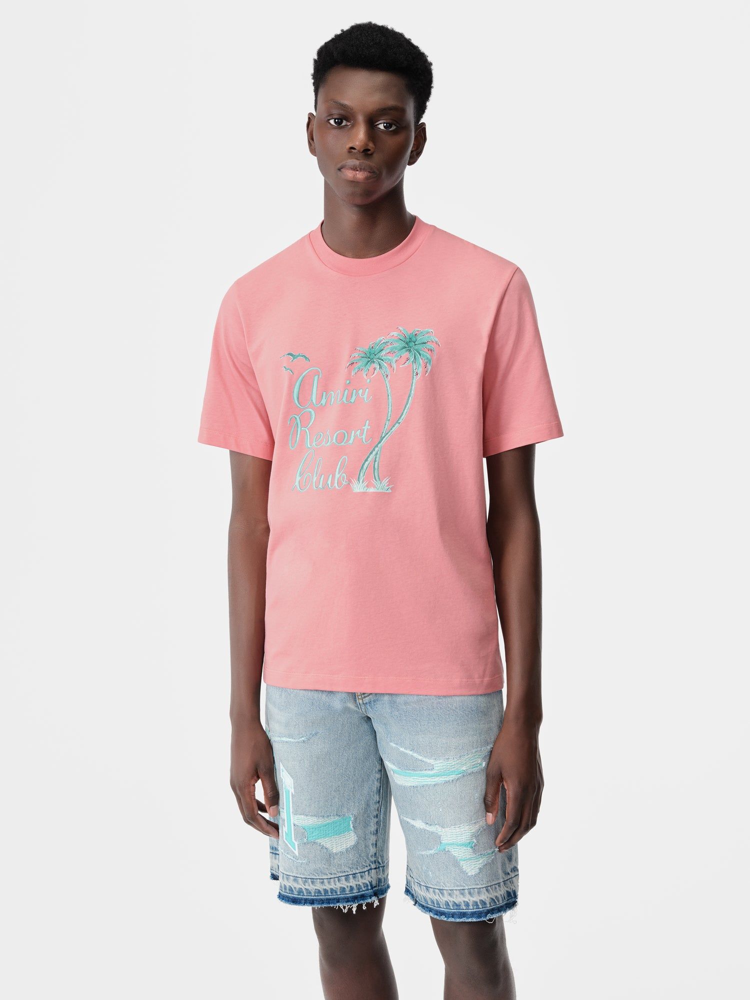 Camiseta Amiri Twisted Palms Tee Hombre Rosas | FGQOYK-754