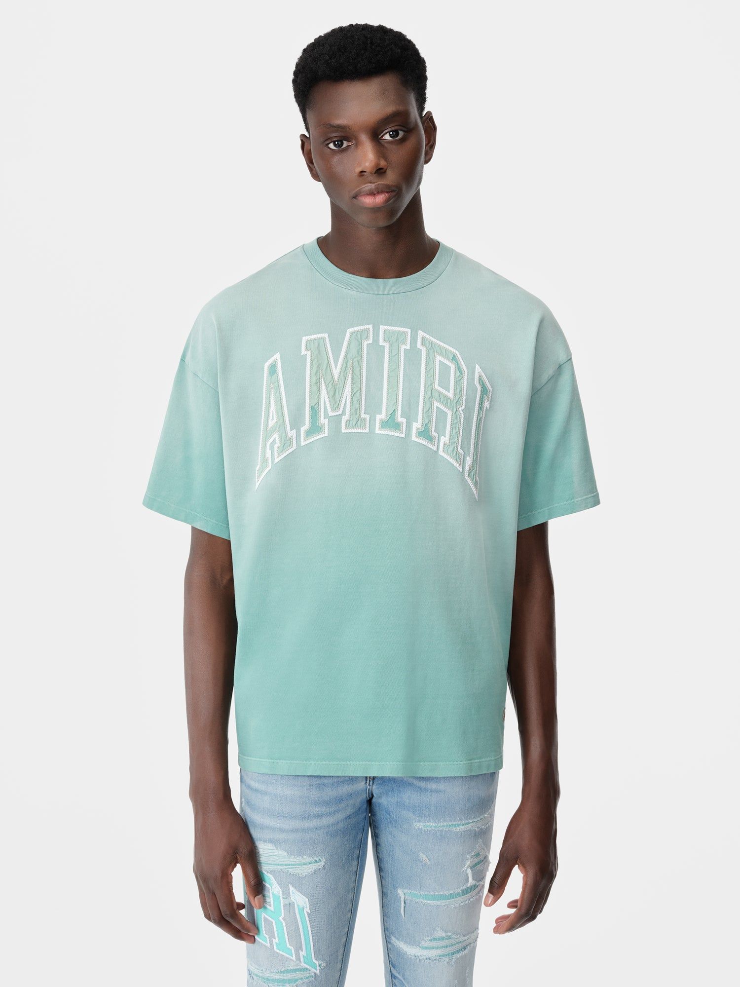 Camiseta Amiri Vintage Oversized Tee Hombre Azules | EOSHQF-307