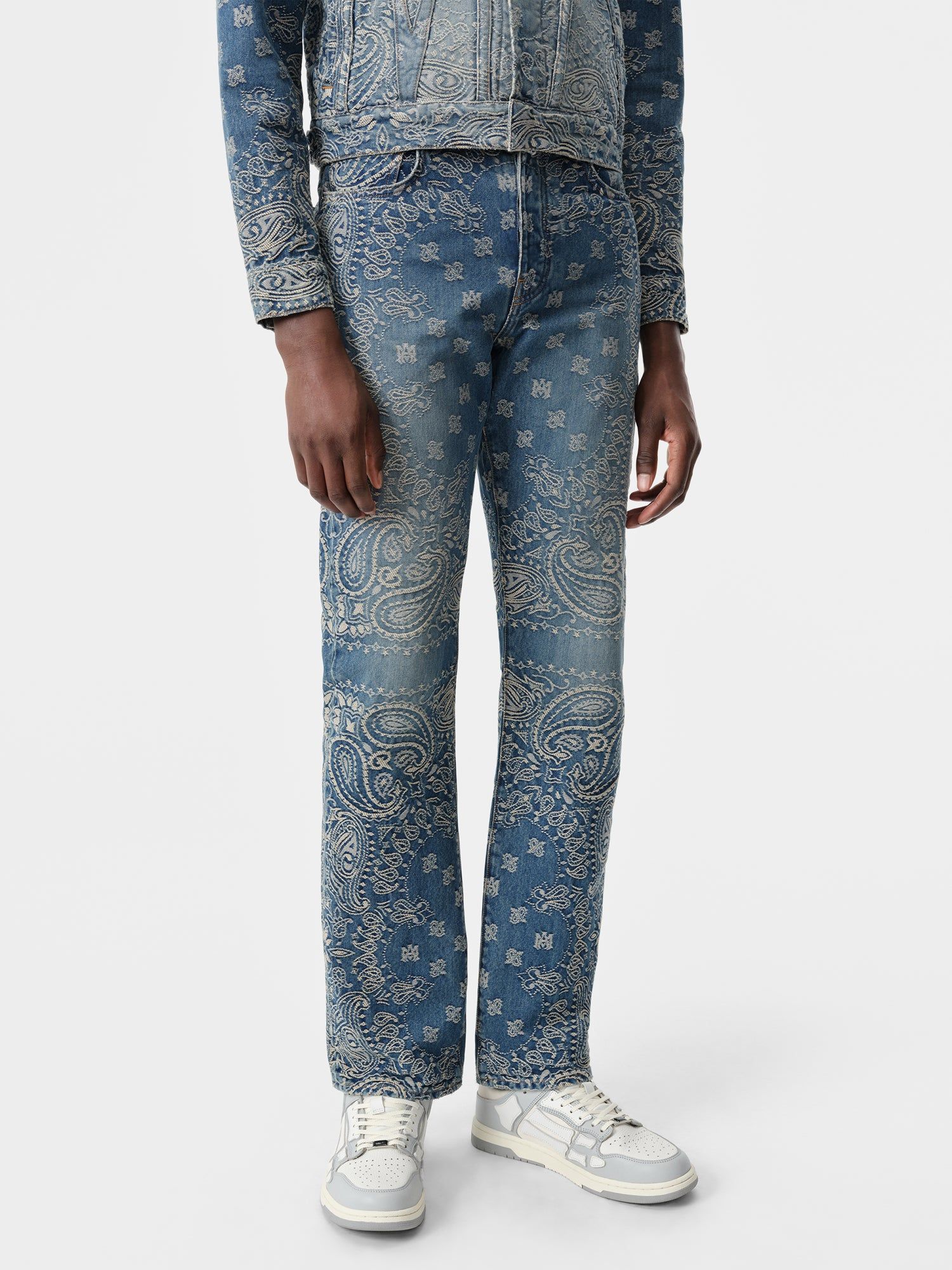 Denim Amiri Bandana Jacquard Straight Jean Hombre Azules Oscuro | HYOFEU-563