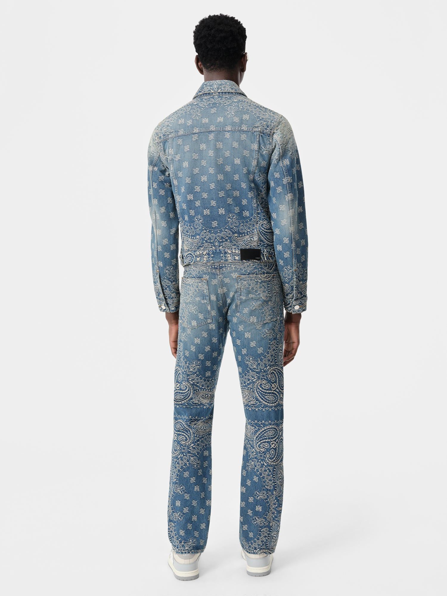 Denim Amiri Bandana Jacquard Straight Jean Hombre Azules Oscuro | HYOFEU-563