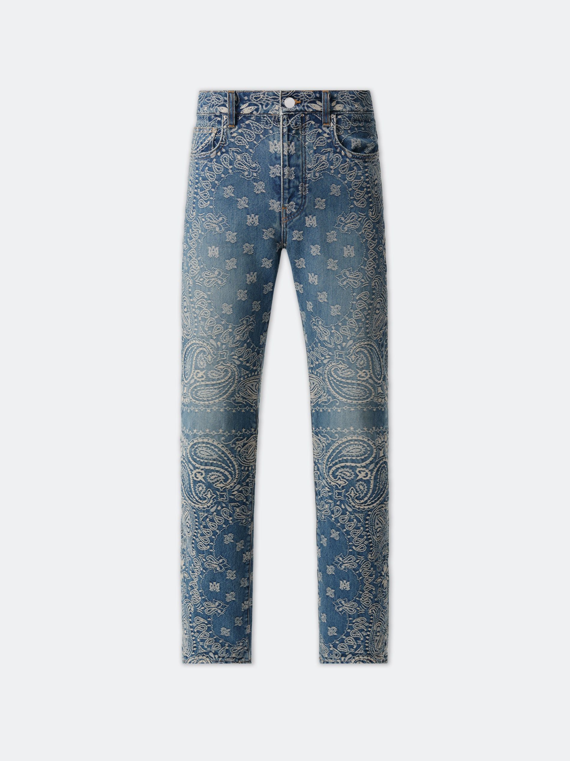 Denim Amiri Bandana Jacquard Straight Jean Hombre Azules Oscuro | HYOFEU-563