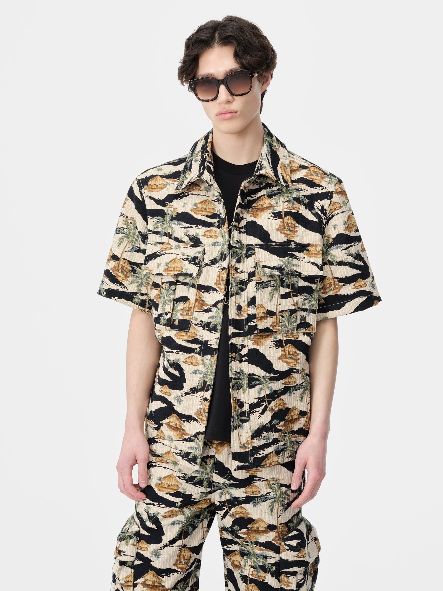 Denim Amiri Repeat Palm Camp Shirt Hombre Mojave Desert | QXKCPN-025