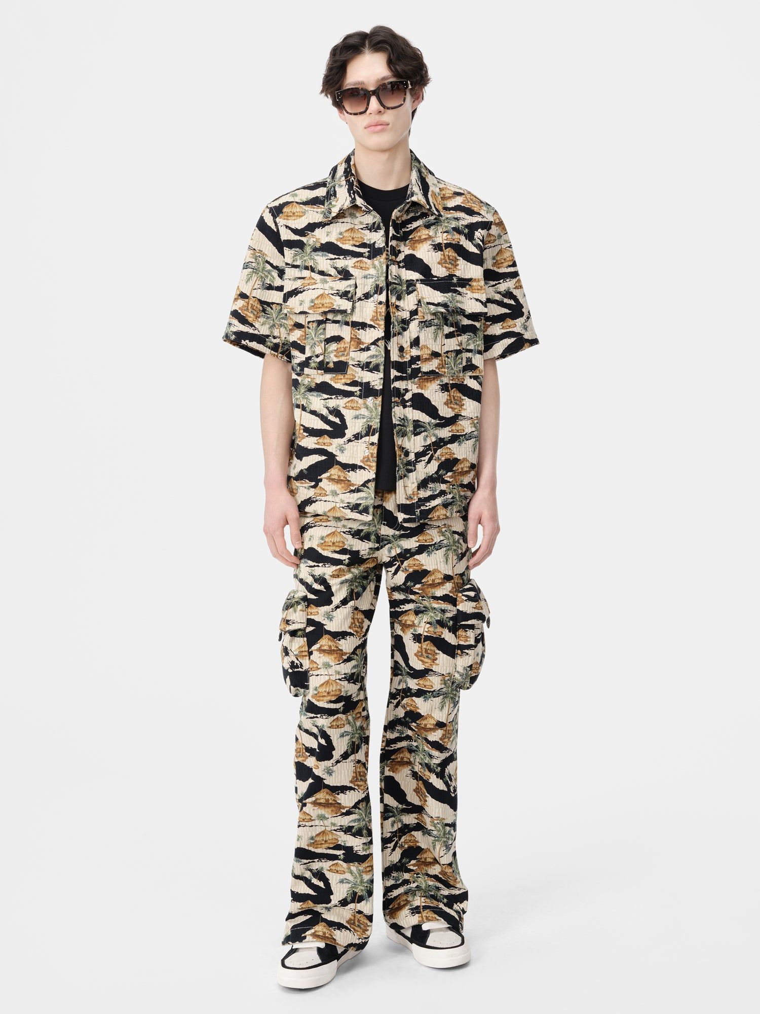 Denim Amiri Repeat Palm Camp Shirt Hombre Mojave Desert | QXKCPN-025