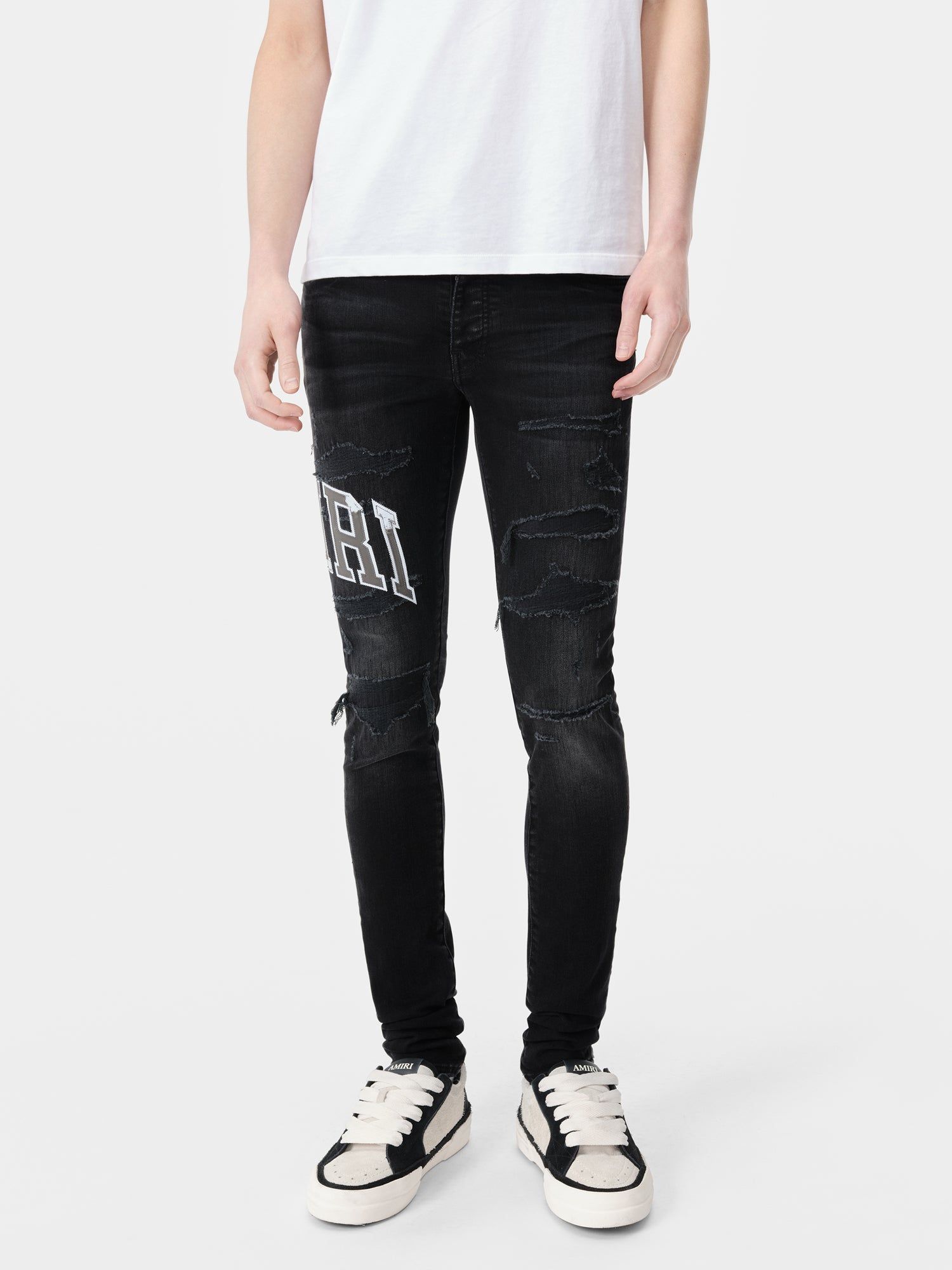 Denim Amiri Varsity Logo Repair Jean Hombre Negros | IUVRNW-876