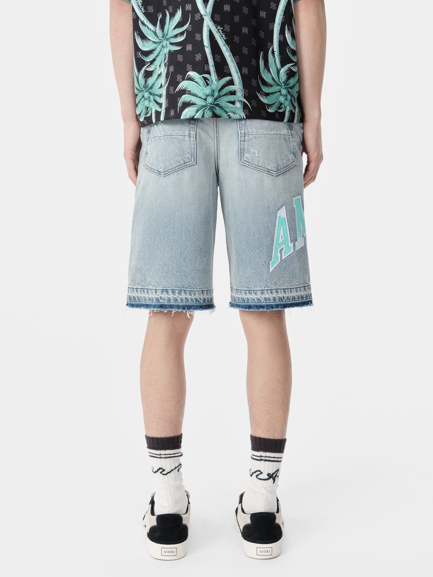 Denim Amiri Varsity Logo Repair Short Hombre Azules | DKSTEJ-039