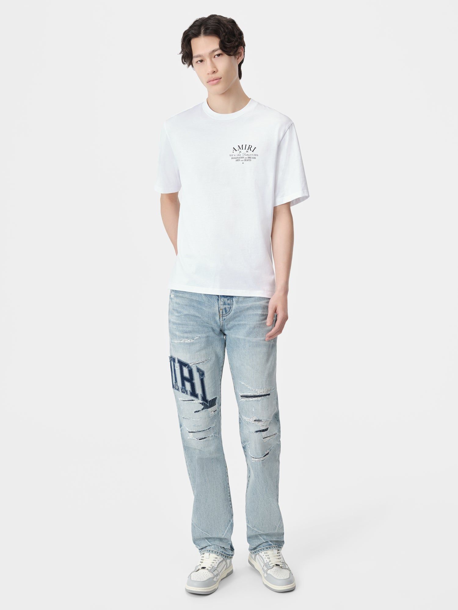 Denim Amiri Varsity Logo Repair Straight Hombre Azules | MJHSYA-512