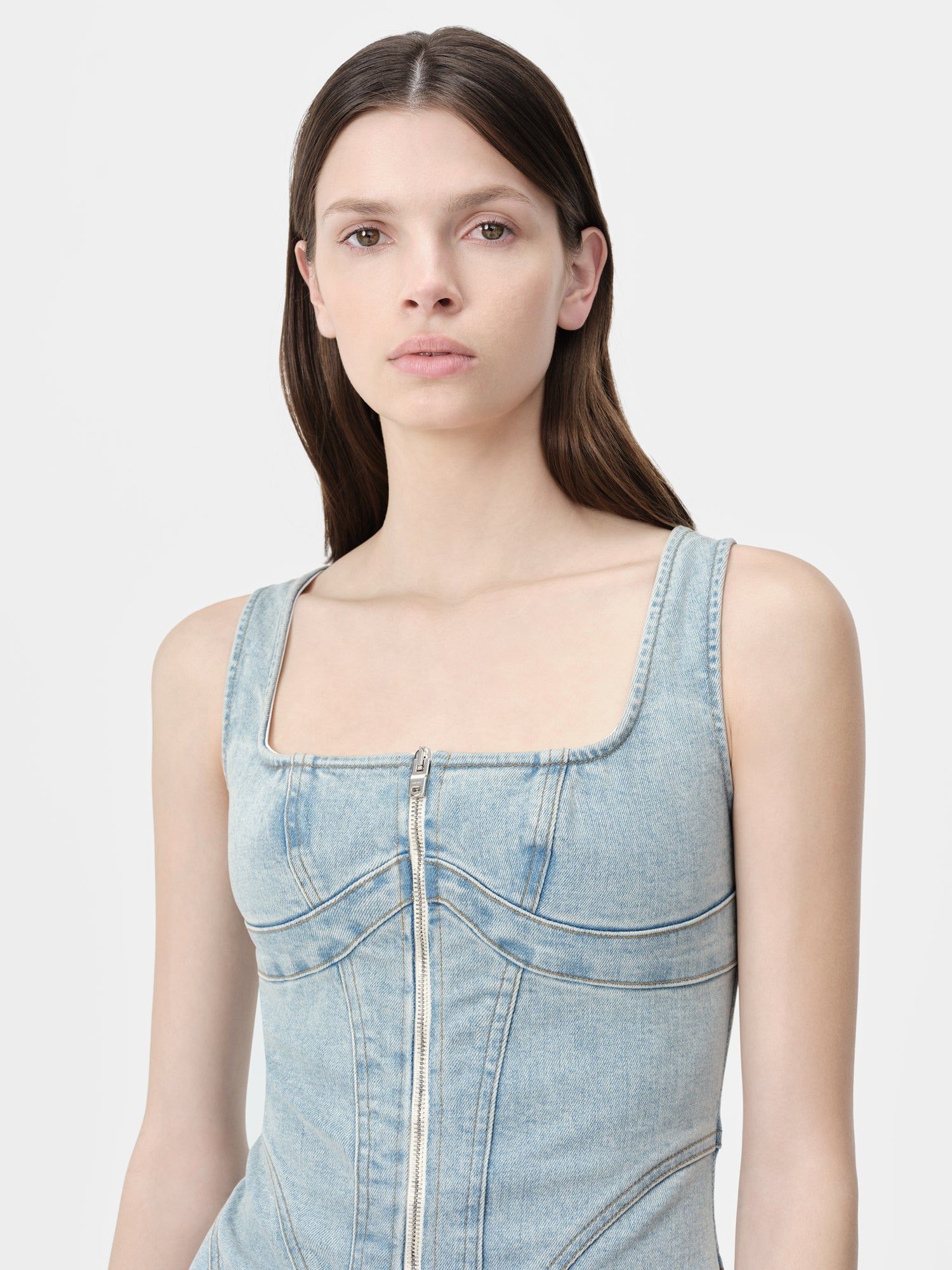 Denim Amiri Zip Corset Dress Mujer Azules Claro | TKINOR-748