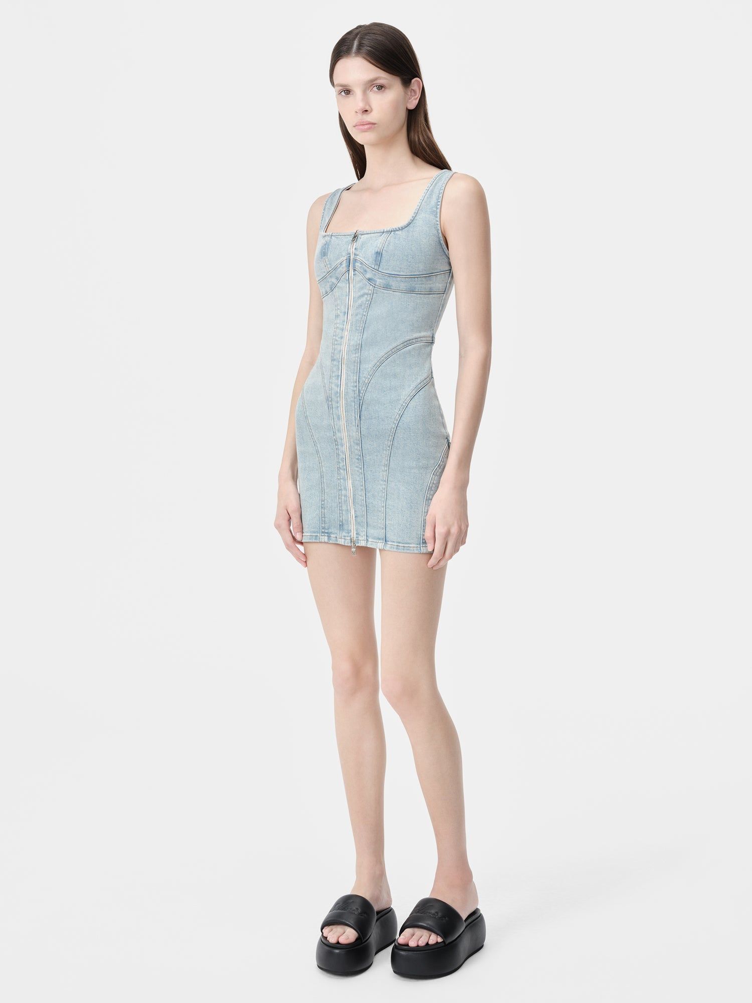 Denim Amiri Zip Corset Dress Mujer Azules Claro | TKINOR-748