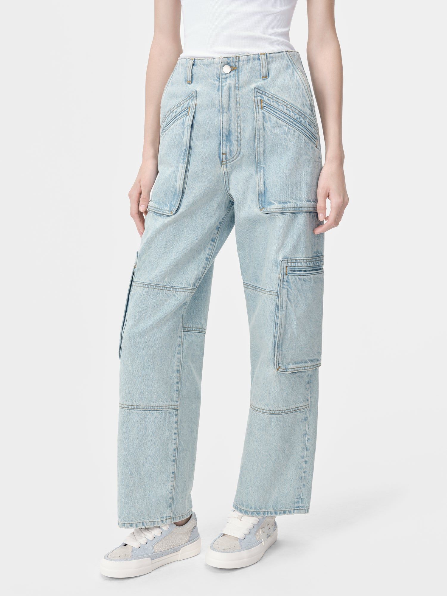 Pantalon Amiri Cargo Loose Mujer Azules Claro | NTERUL-742