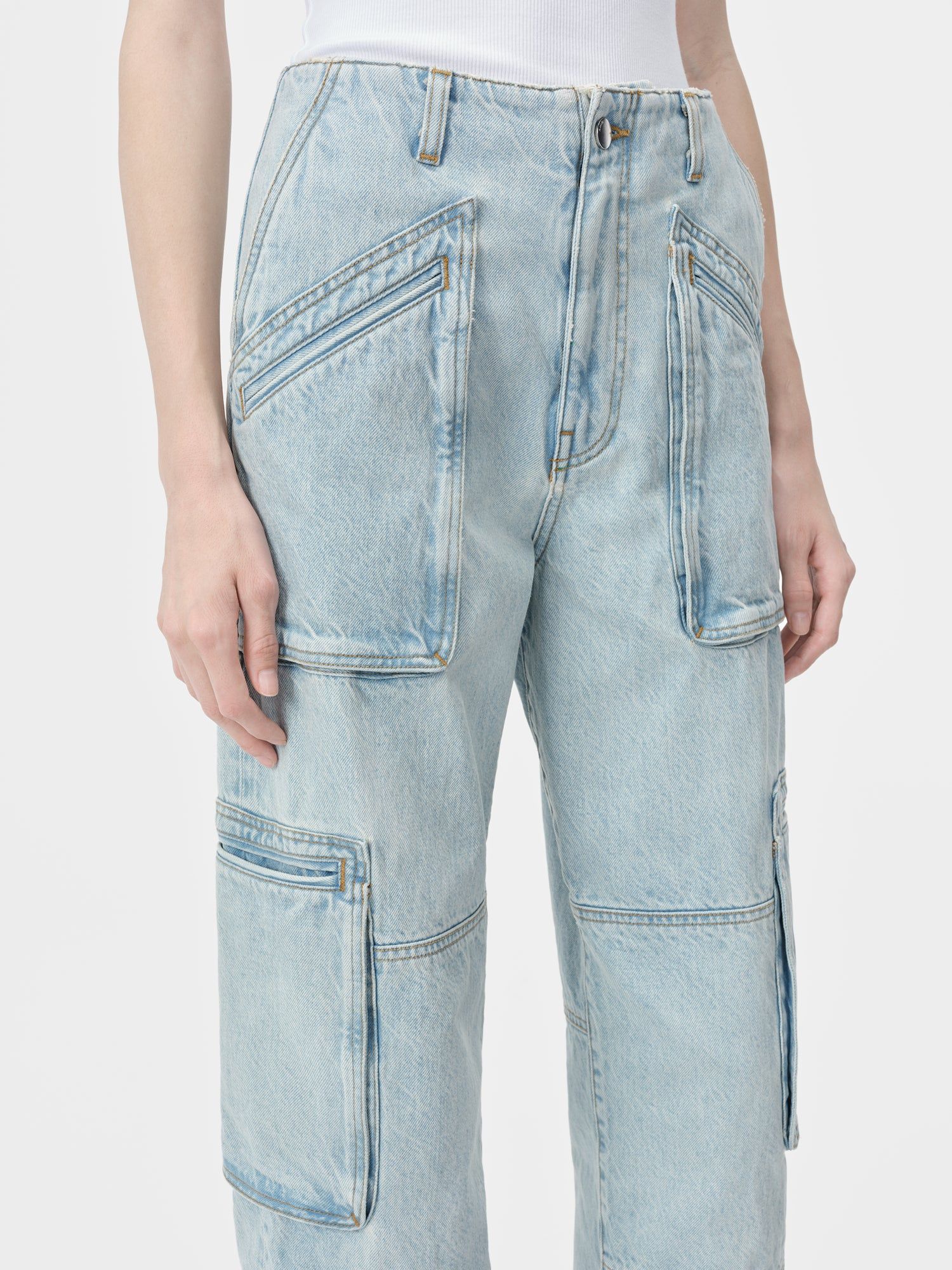 Pantalon Amiri Cargo Loose Mujer Azules Claro | NTERUL-742