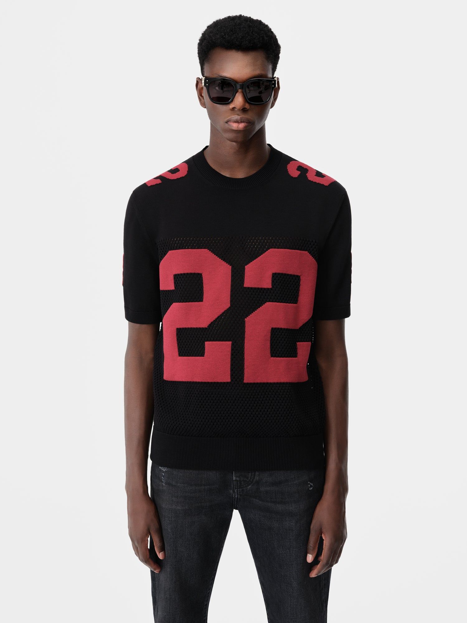 Prendas De Punto Amiri 22 Tee Hombre Negros Rojos | EZAJKS-327