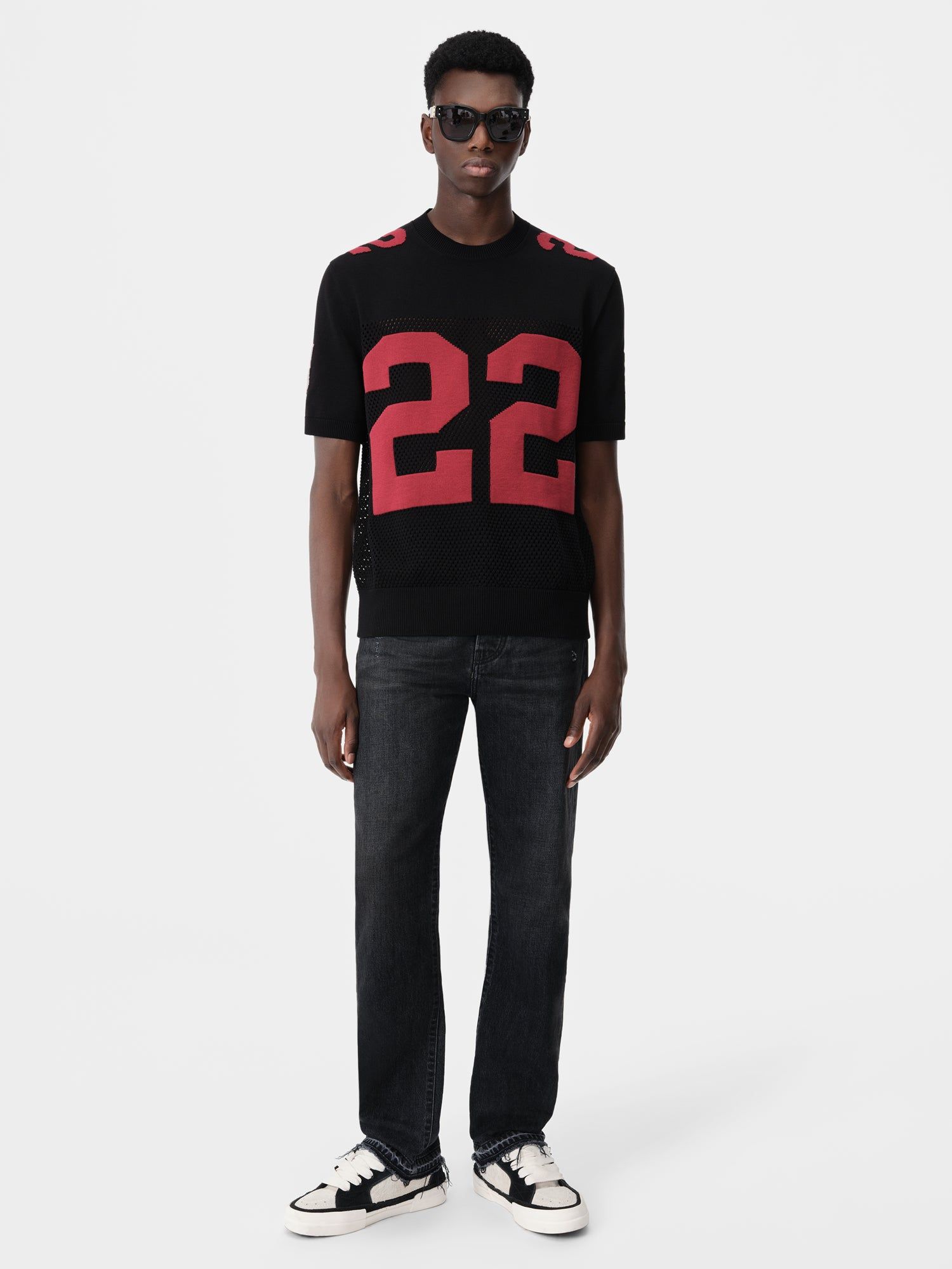 Prendas De Punto Amiri 22 Tee Hombre Negros Rojos | EZAJKS-327