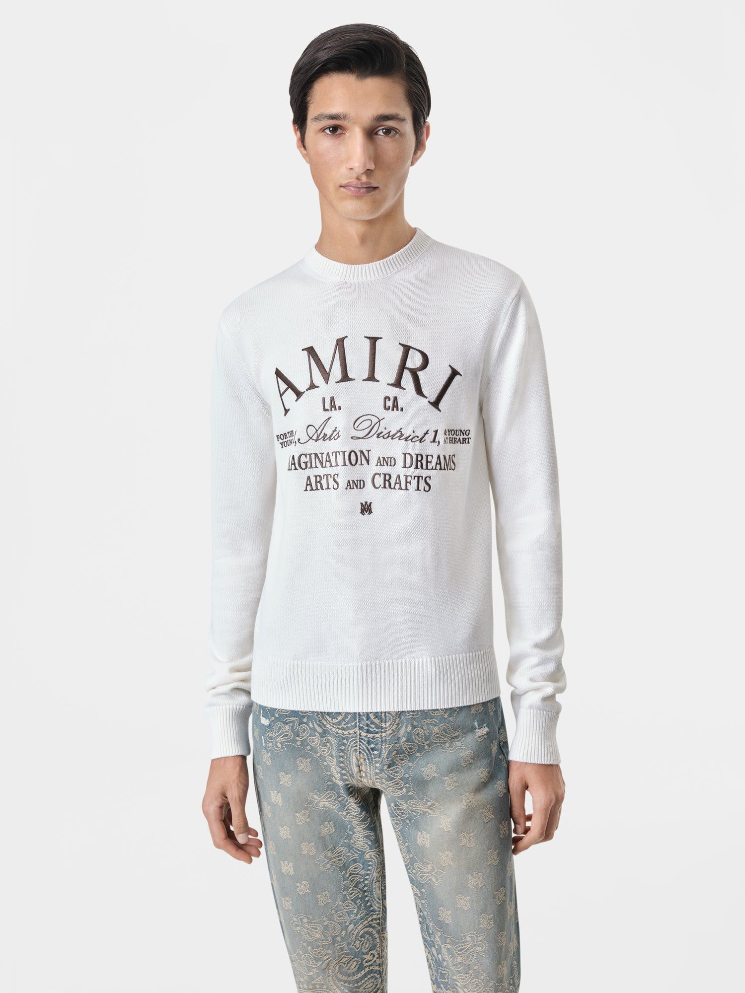 Prendas De Punto Amiri Arts District Crewneck Hombre Alabaster | UDVICS-967
