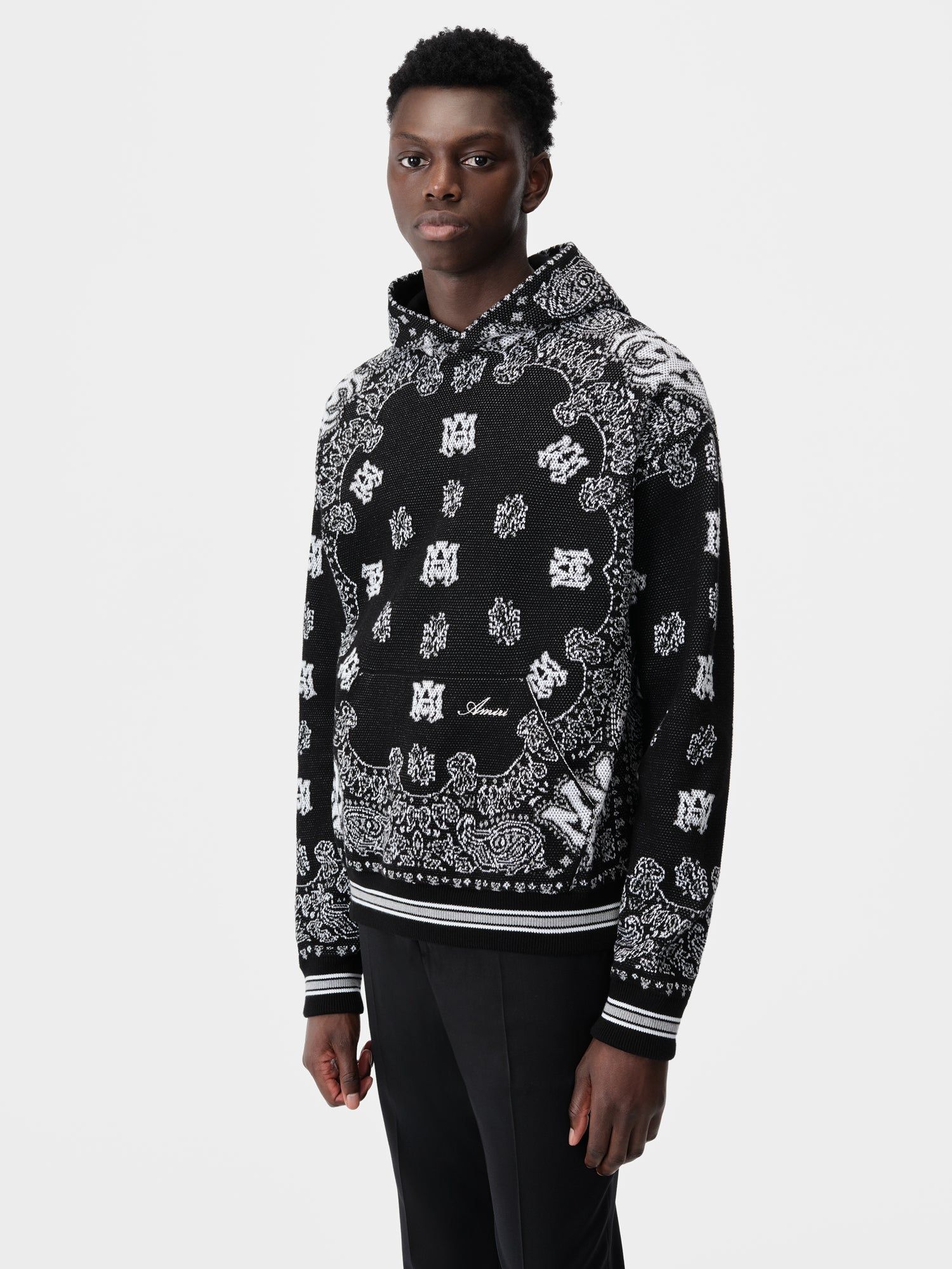 Prendas De Punto Amiri Bandana Hoodie Hombre Negros | VHMCYE-067