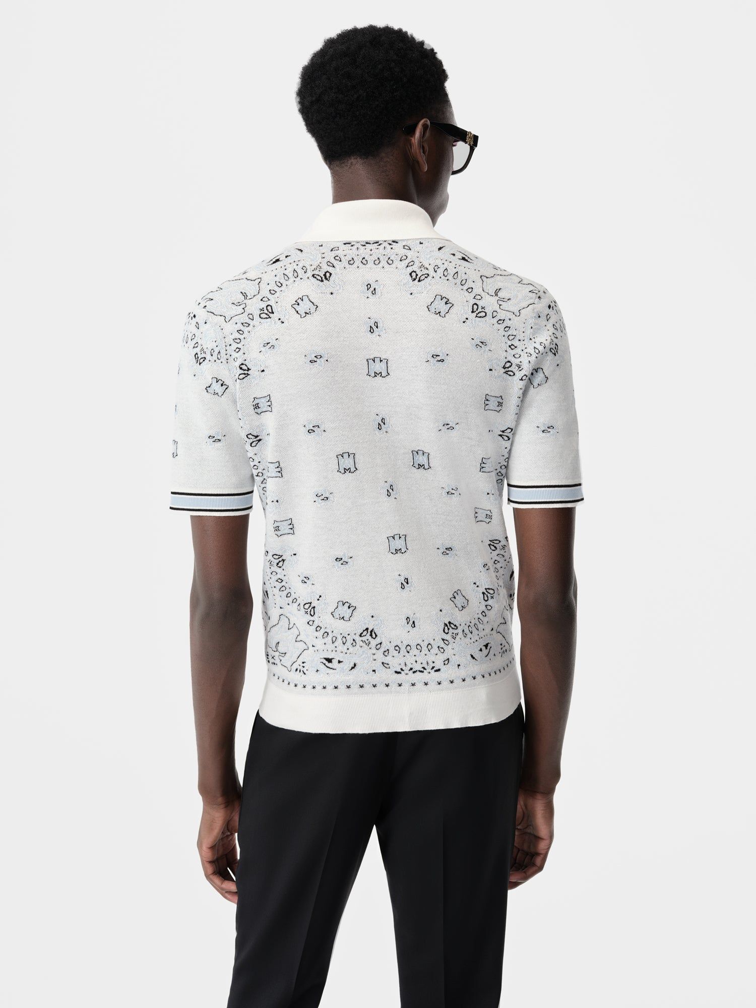 Prendas De Punto Amiri Bandana Polo Hombre Blancos Azules | FCDETI-524