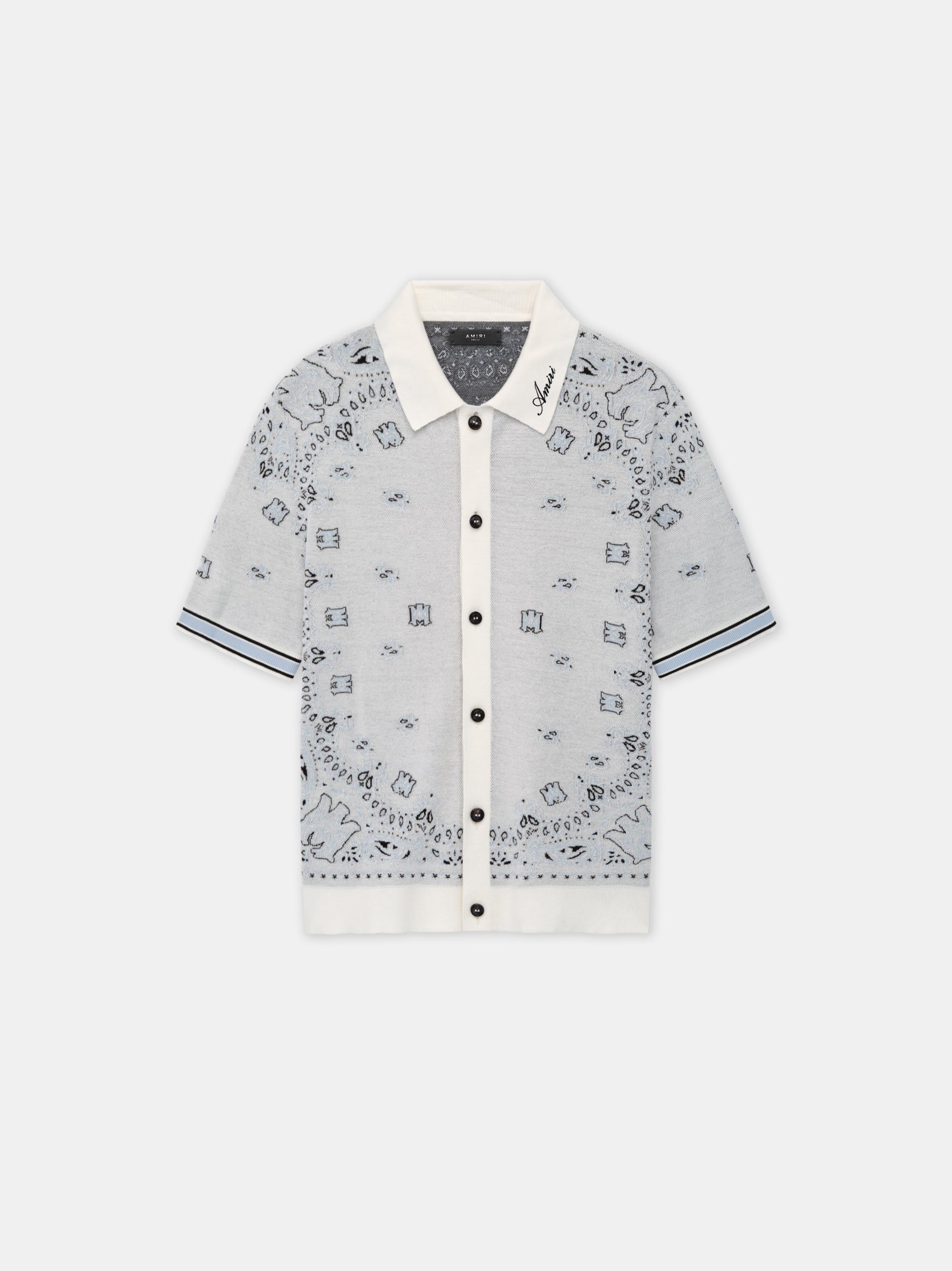 Prendas De Punto Amiri Bandana Polo Hombre Blancos Azules | FCDETI-524