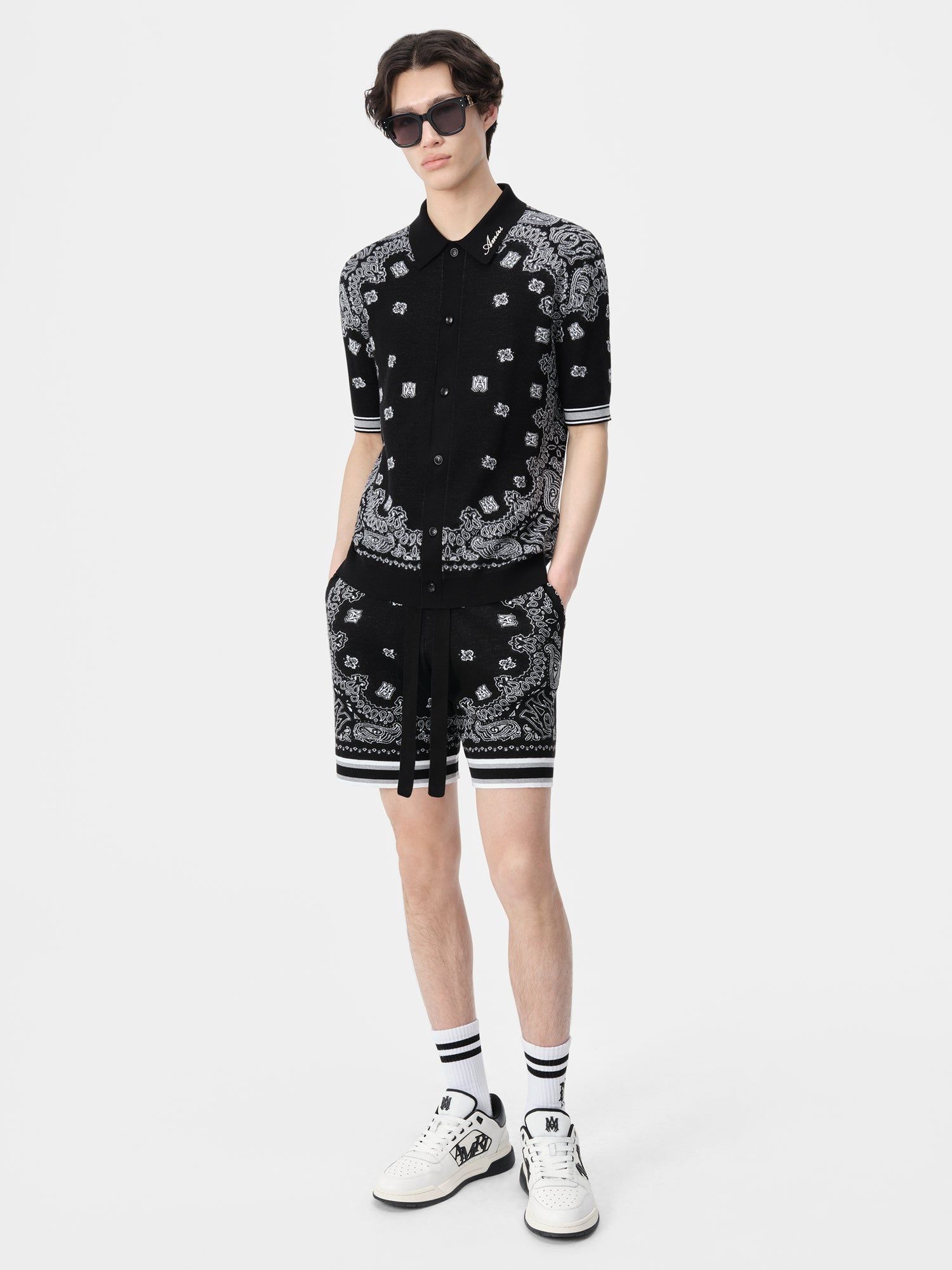 Prendas De Punto Amiri Bandana Polo Hombre Negros | CIFAMX-860