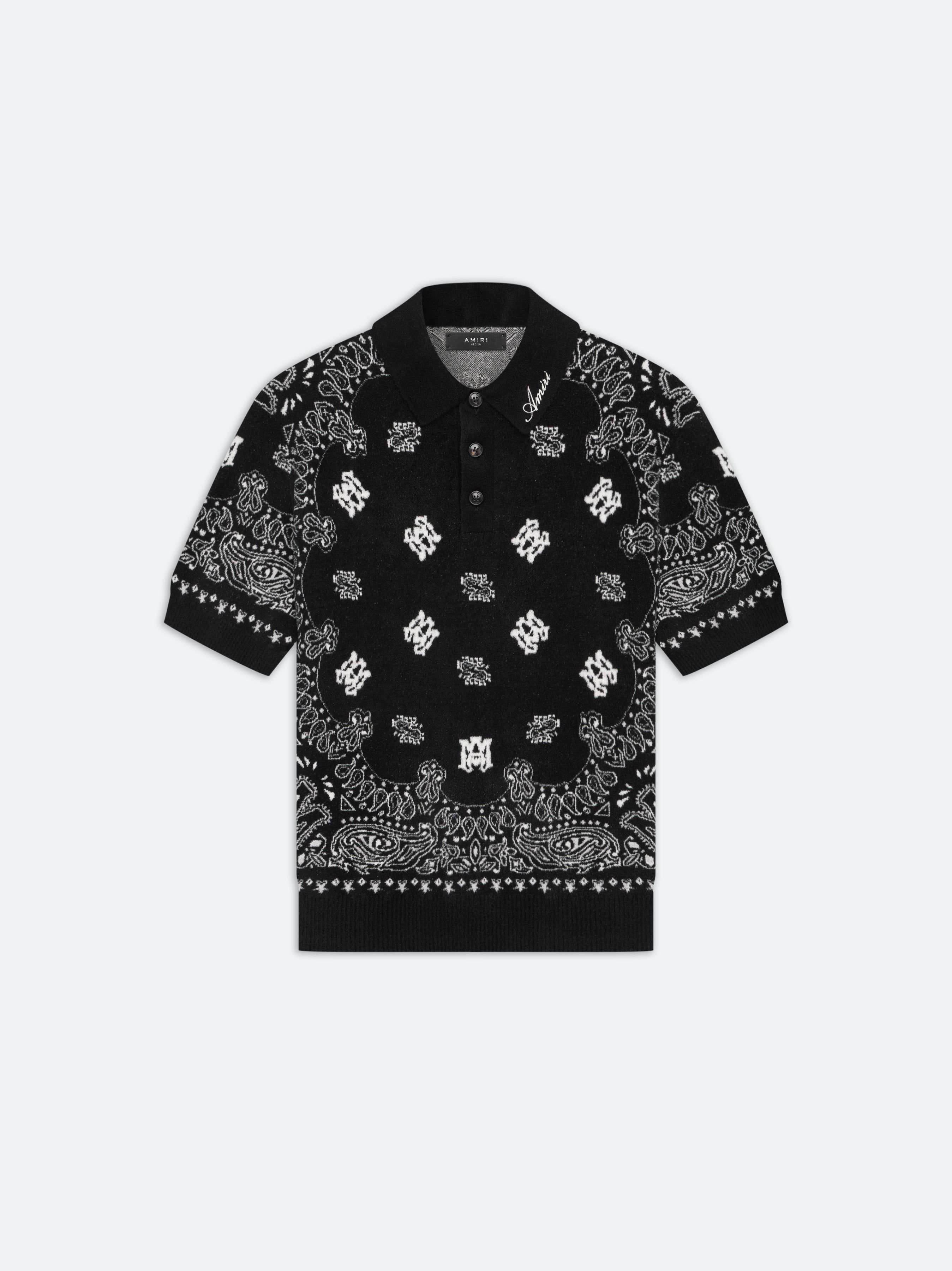 Prendas De Punto Amiri Bandana Short Sleeve Polo Hombre Negros | UIYCAW-520