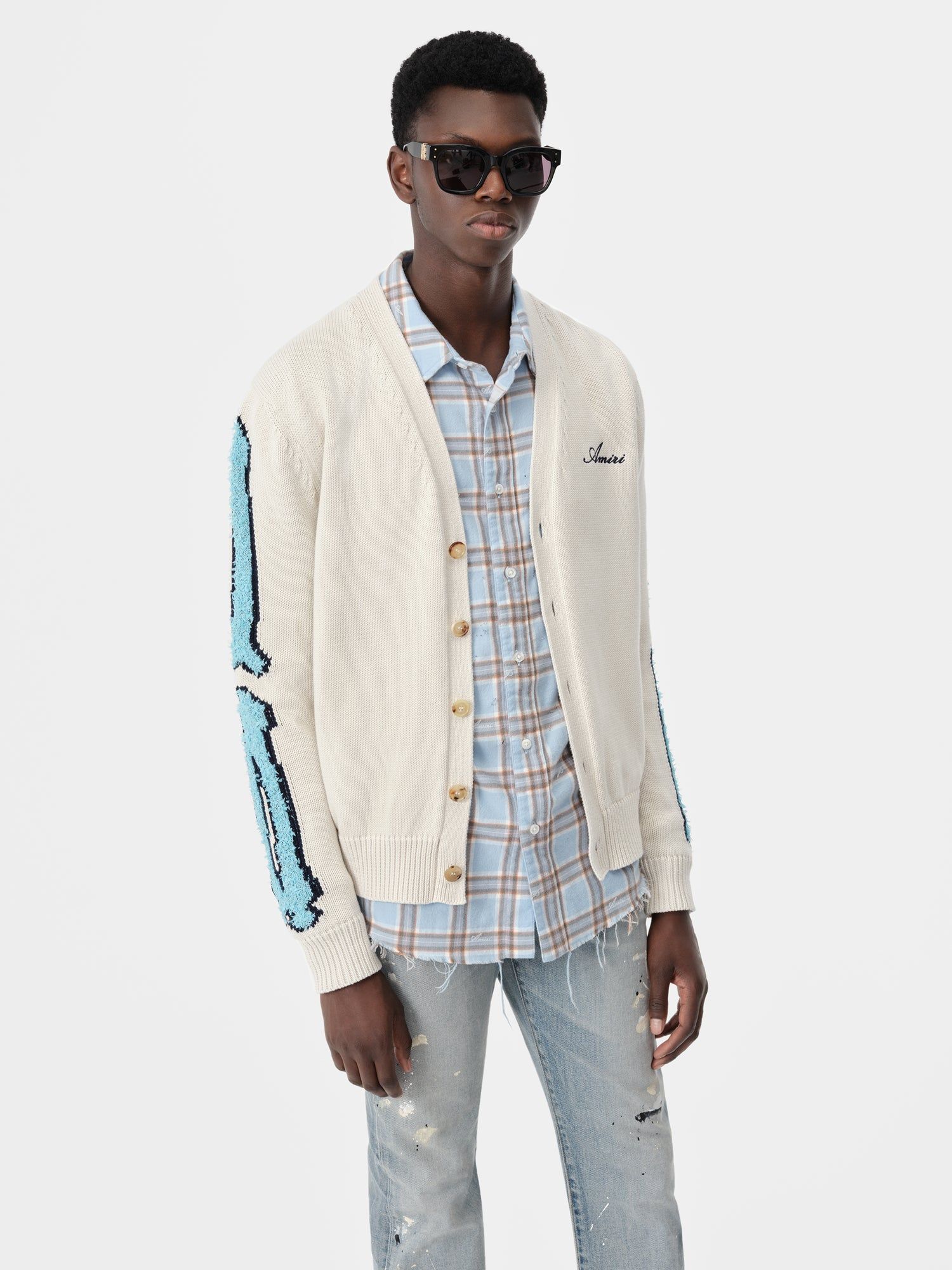 Prendas De Punto Amiri Bones Cardigan Hombre Birch | AYFDPZ-754