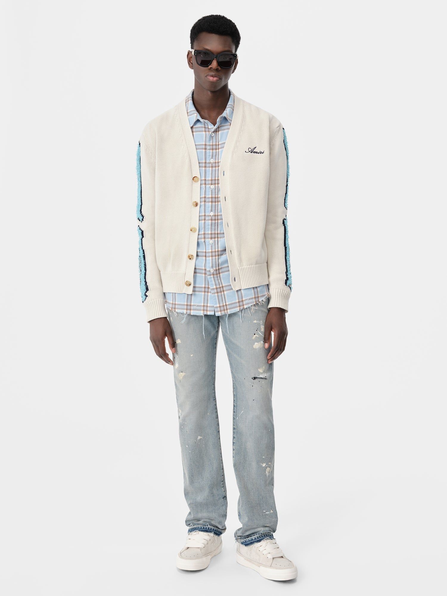 Prendas De Punto Amiri Bones Cardigan Hombre Birch | AYFDPZ-754