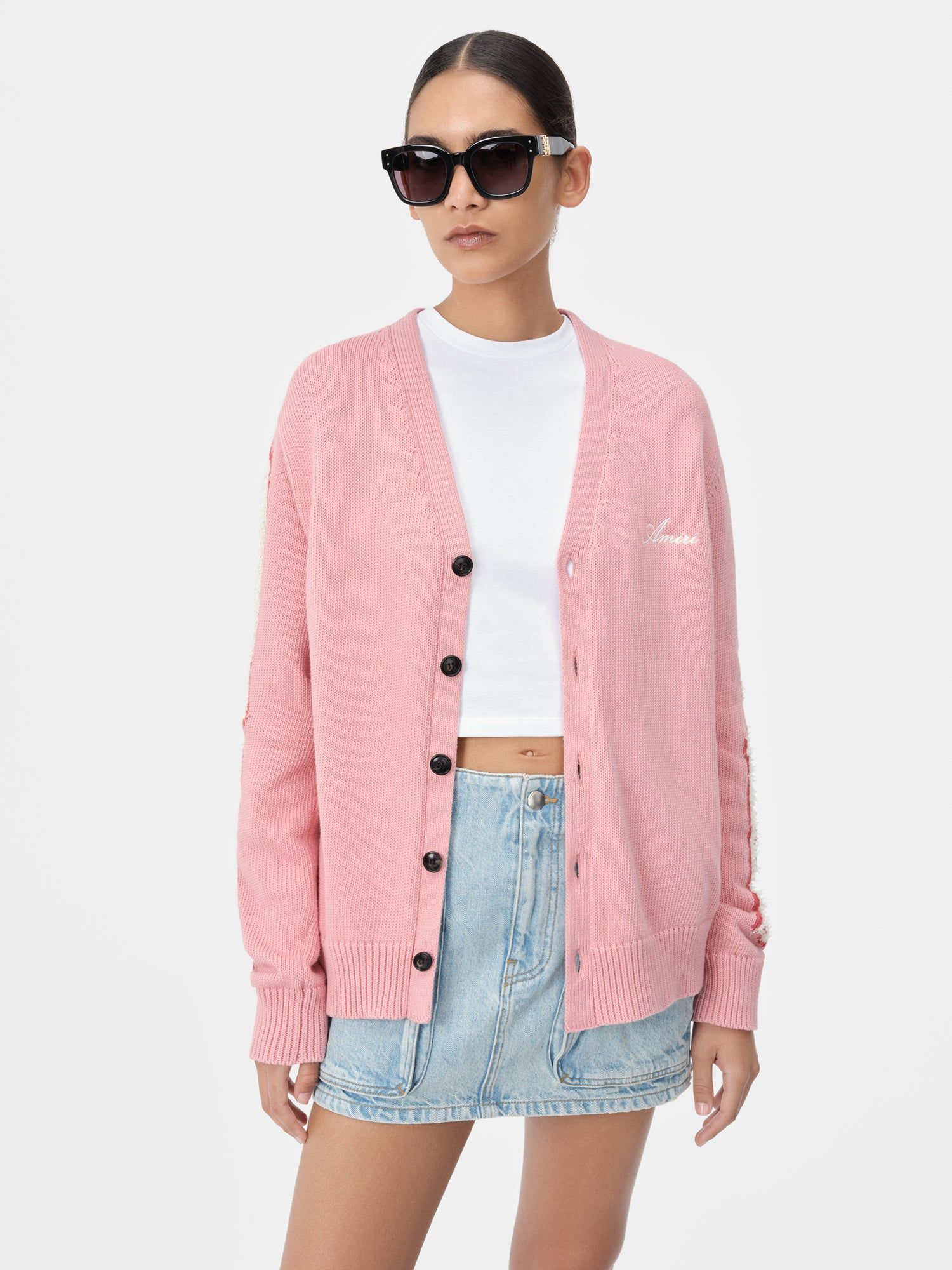 Prendas De Punto Amiri Bones Cardigan Mujer Rosas | NCBUEK-136