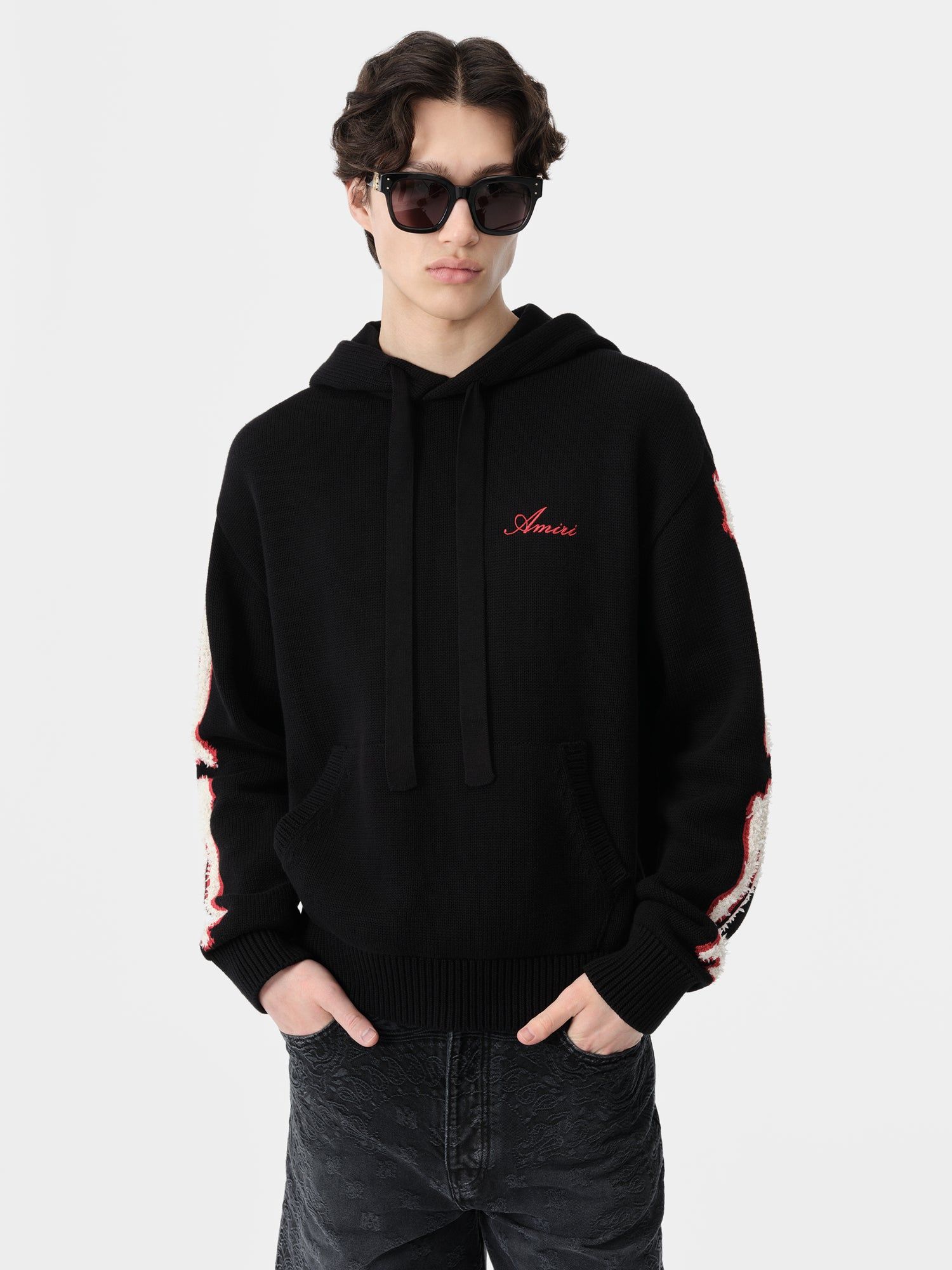Prendas De Punto Amiri Bones Hoodie Hombre Negros | AJBKQI-190