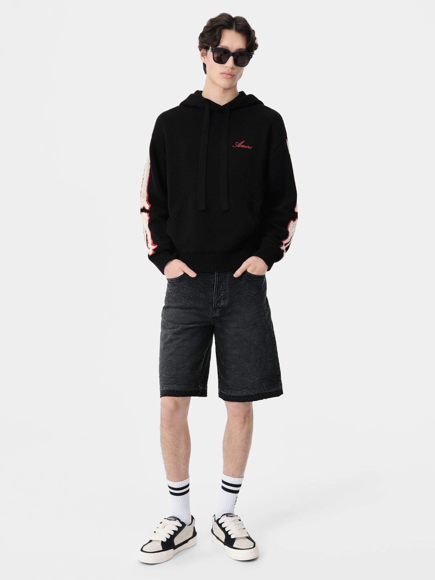 Prendas De Punto Amiri Bones Hoodie Hombre Negros | AJBKQI-190