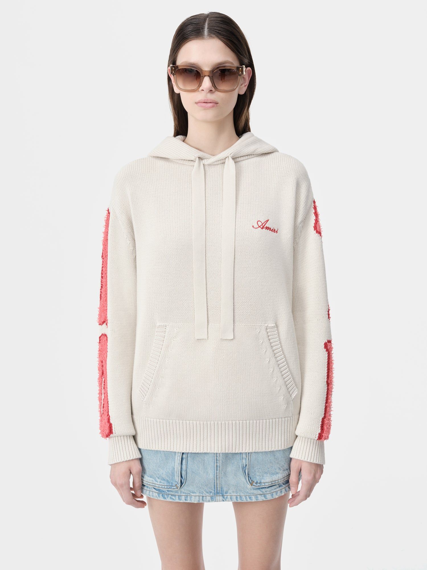 Prendas De Punto Amiri Bones Hoodie Mujer Alabaster | VAKZFX-451