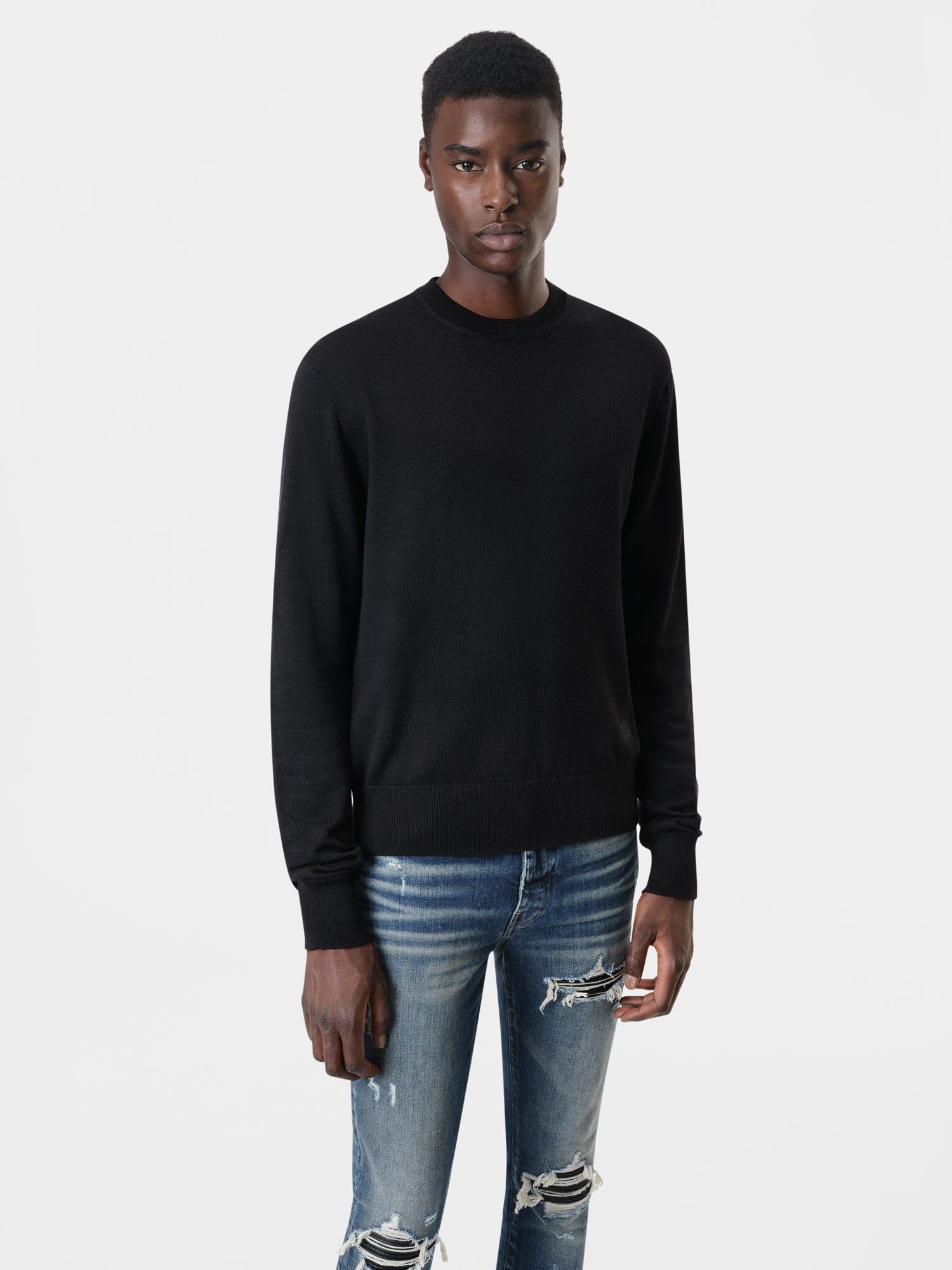 Prendas De Punto Amiri Long Sleeve Crew-black Hombre Negros | LSBUXF-938