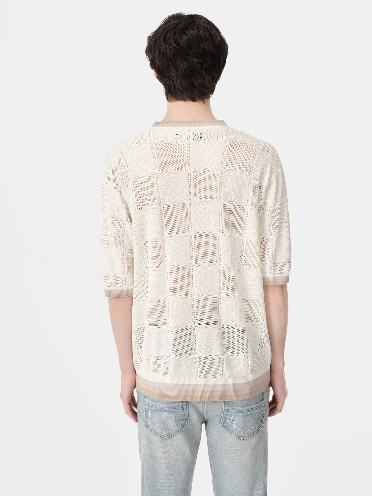 Prendas De Punto Amiri Ma Checkered Tee Hombre Birch | IQGJLK-916