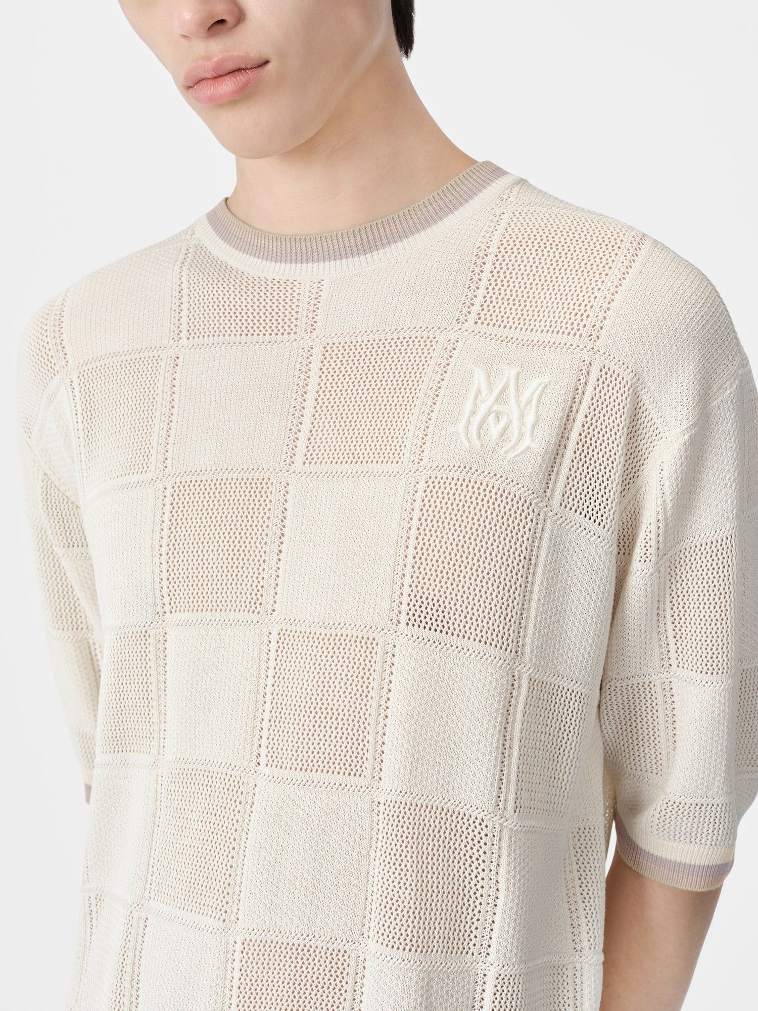 Prendas De Punto Amiri Ma Checkered Tee Hombre Birch | IQGJLK-916