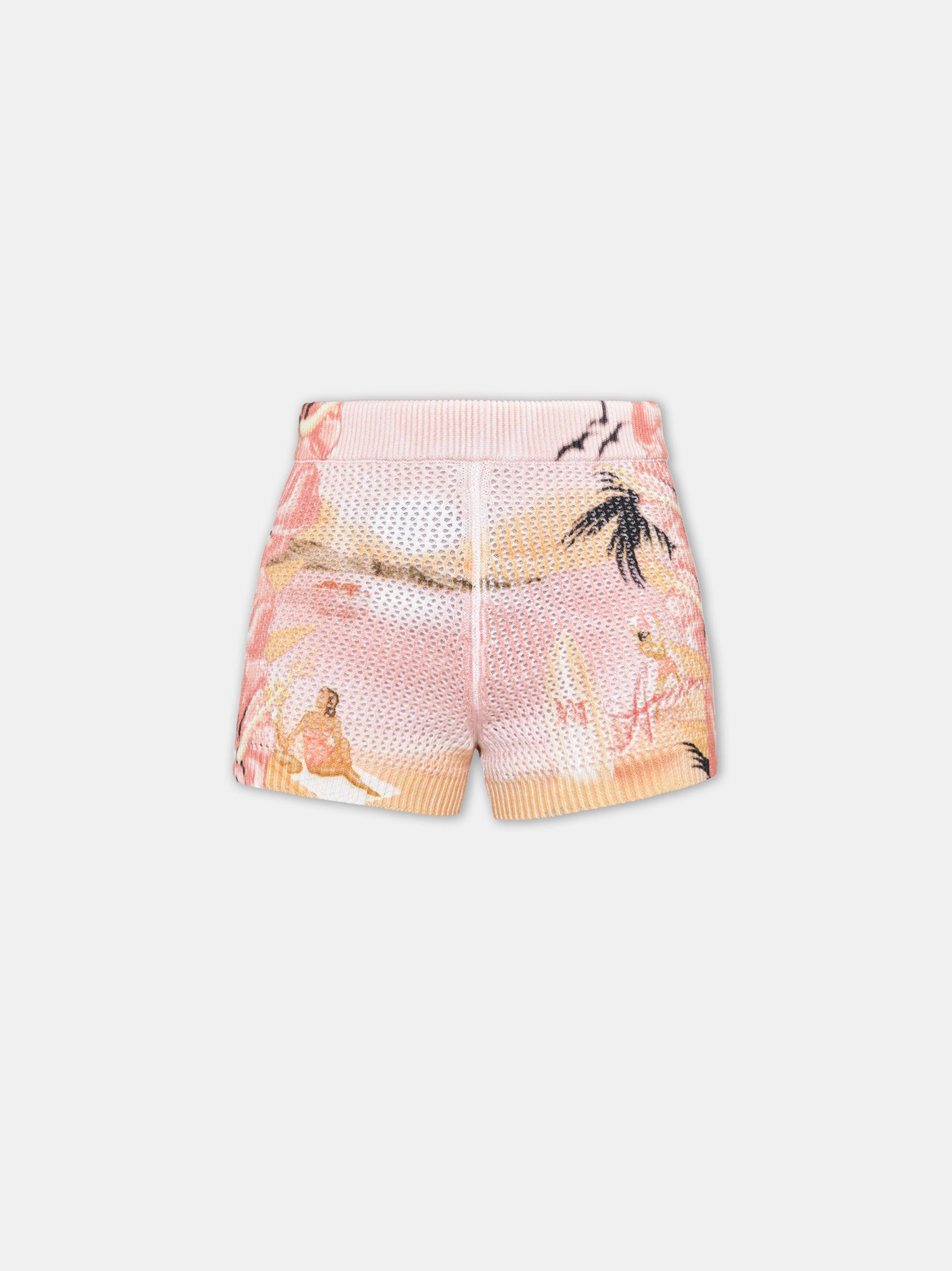 Prendas De Punto Amiri Paradise Crochet Short Mujer Rosewater | STPEWD-517