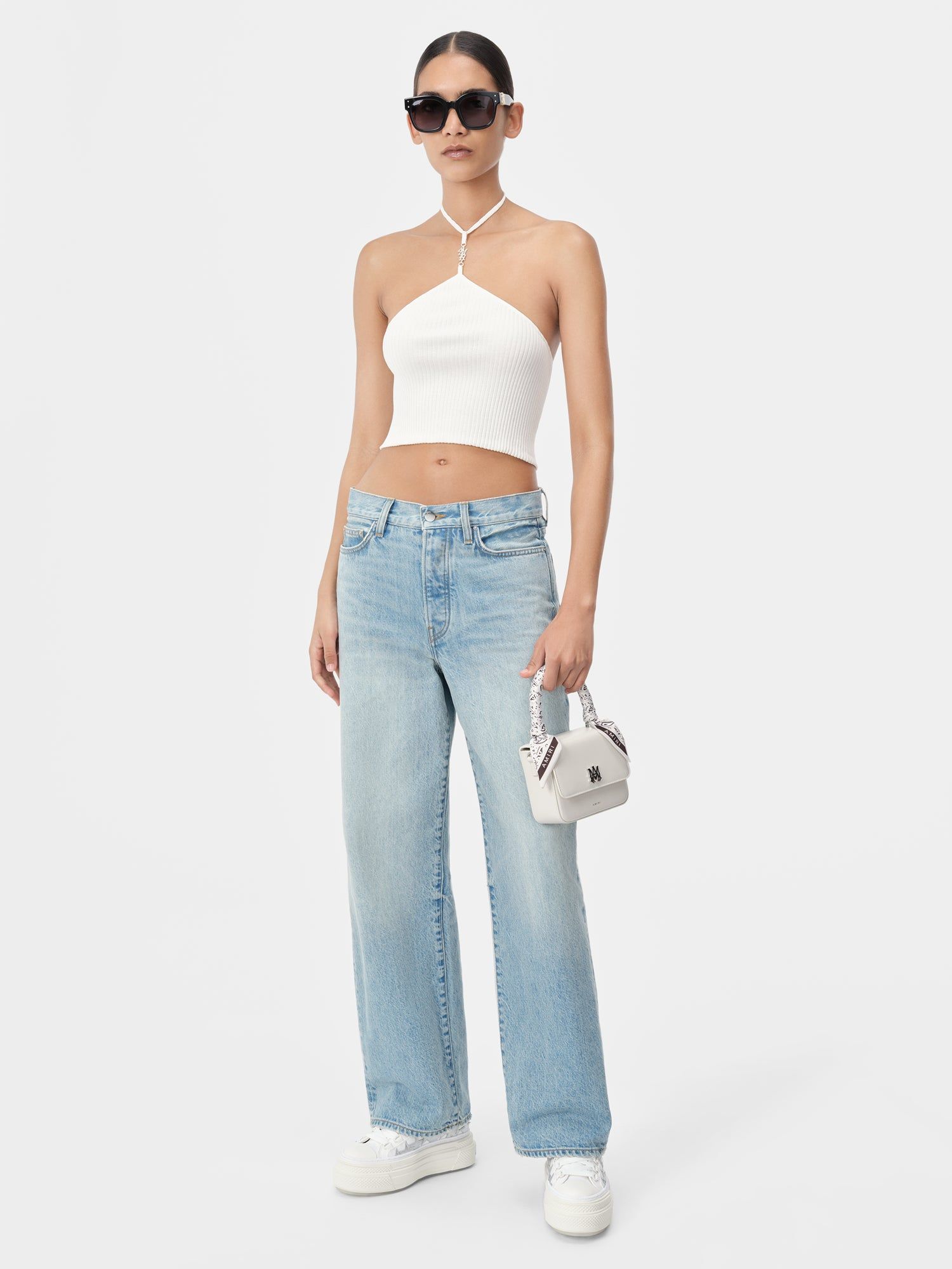 Prendas De Punto Amiri Stacked Halter Top Mujer Alabaster | YQRJHZ-023