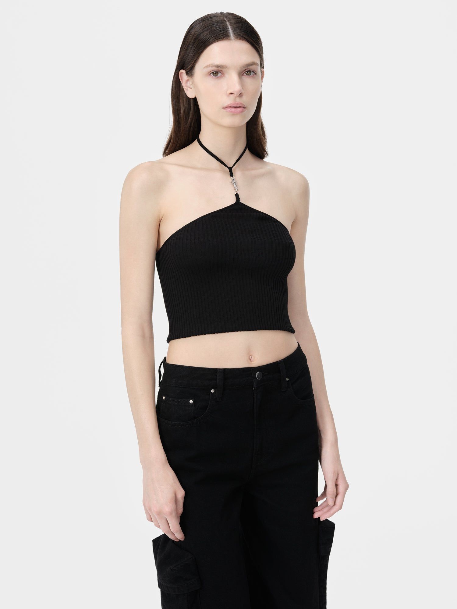 Prendas De Punto Amiri Stacked Halter Top Mujer Negros | WAYMNP-985