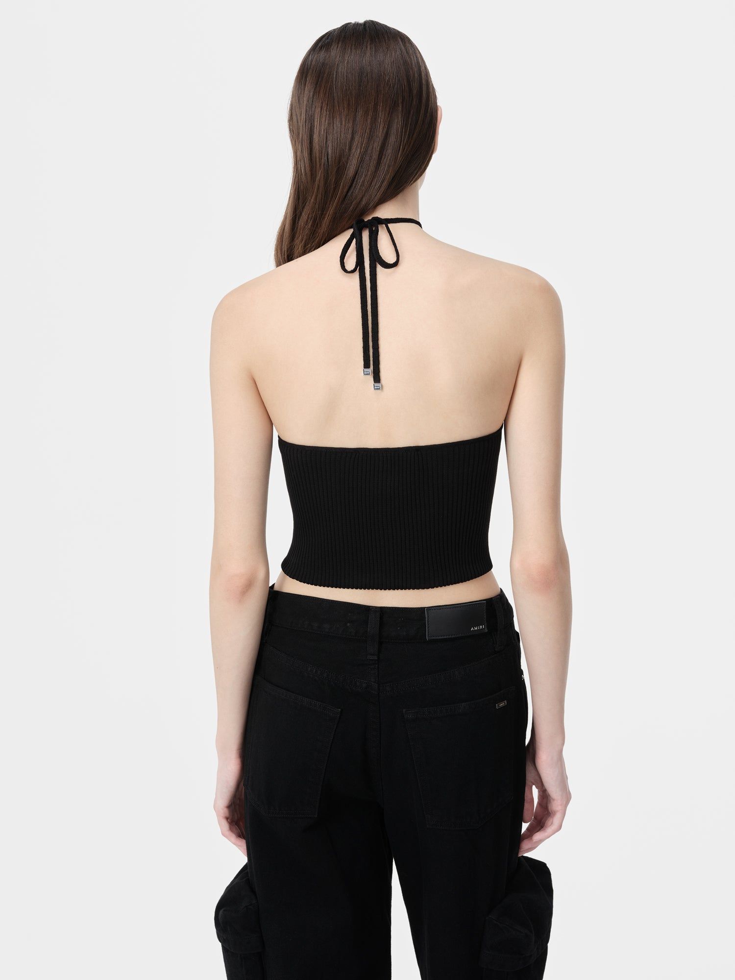 Prendas De Punto Amiri Stacked Halter Top Mujer Negros | WAYMNP-985
