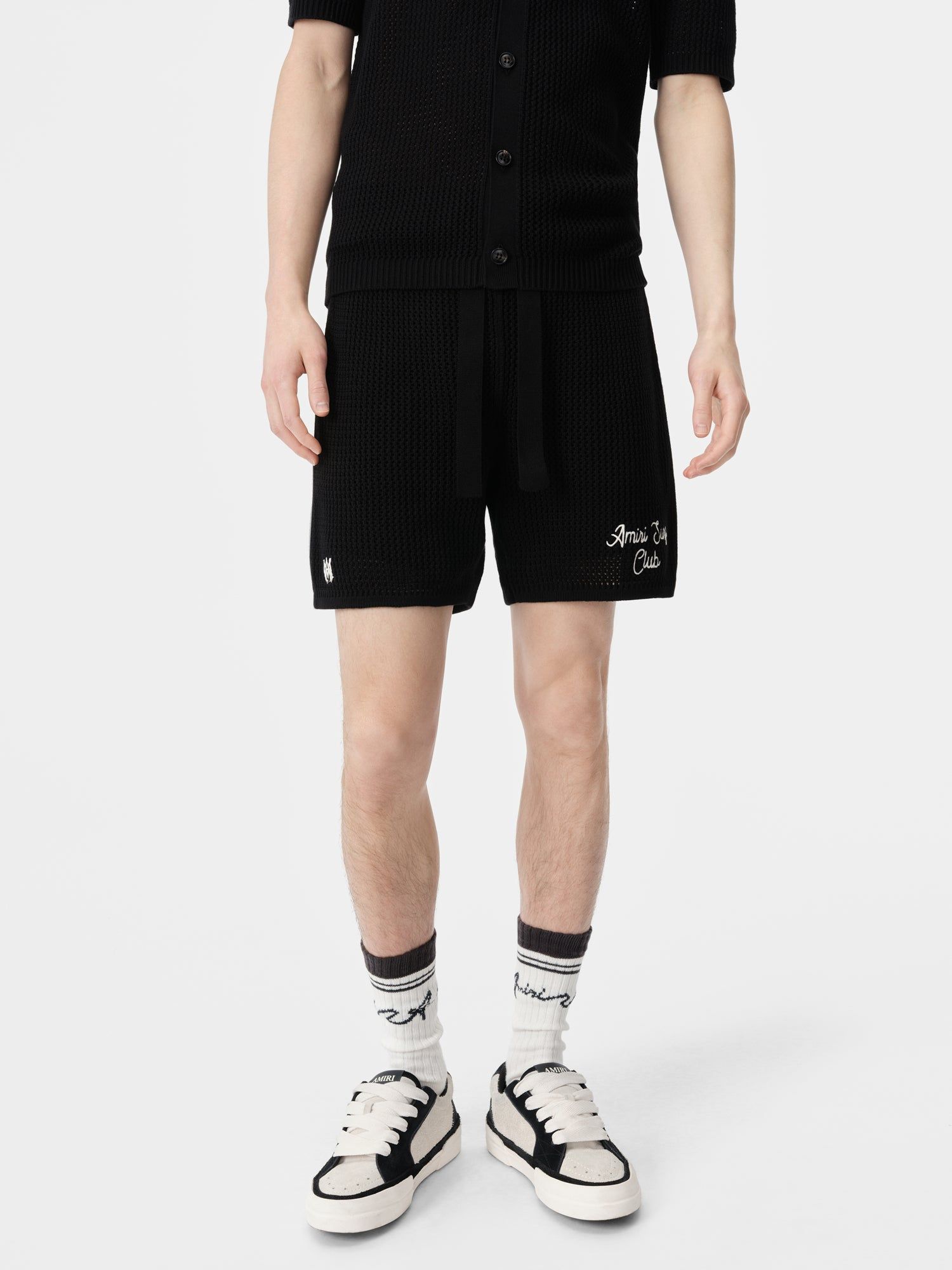 Prendas De Punto Amiri Surf Club Crotchet Short Hombre Negros | NJESIT-145