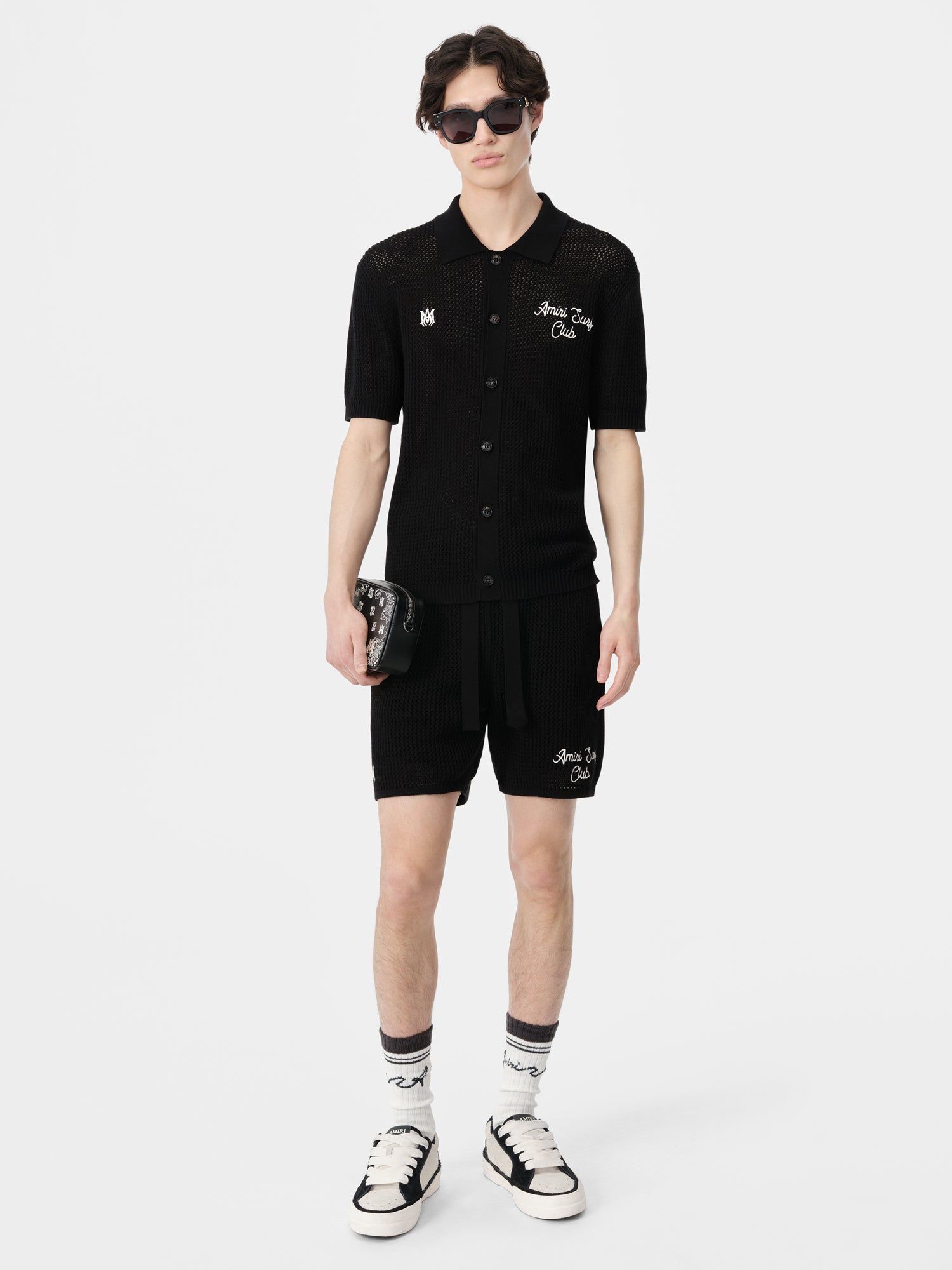 Prendas De Punto Amiri Surf Club Crotchet Short Hombre Negros | NJESIT-145