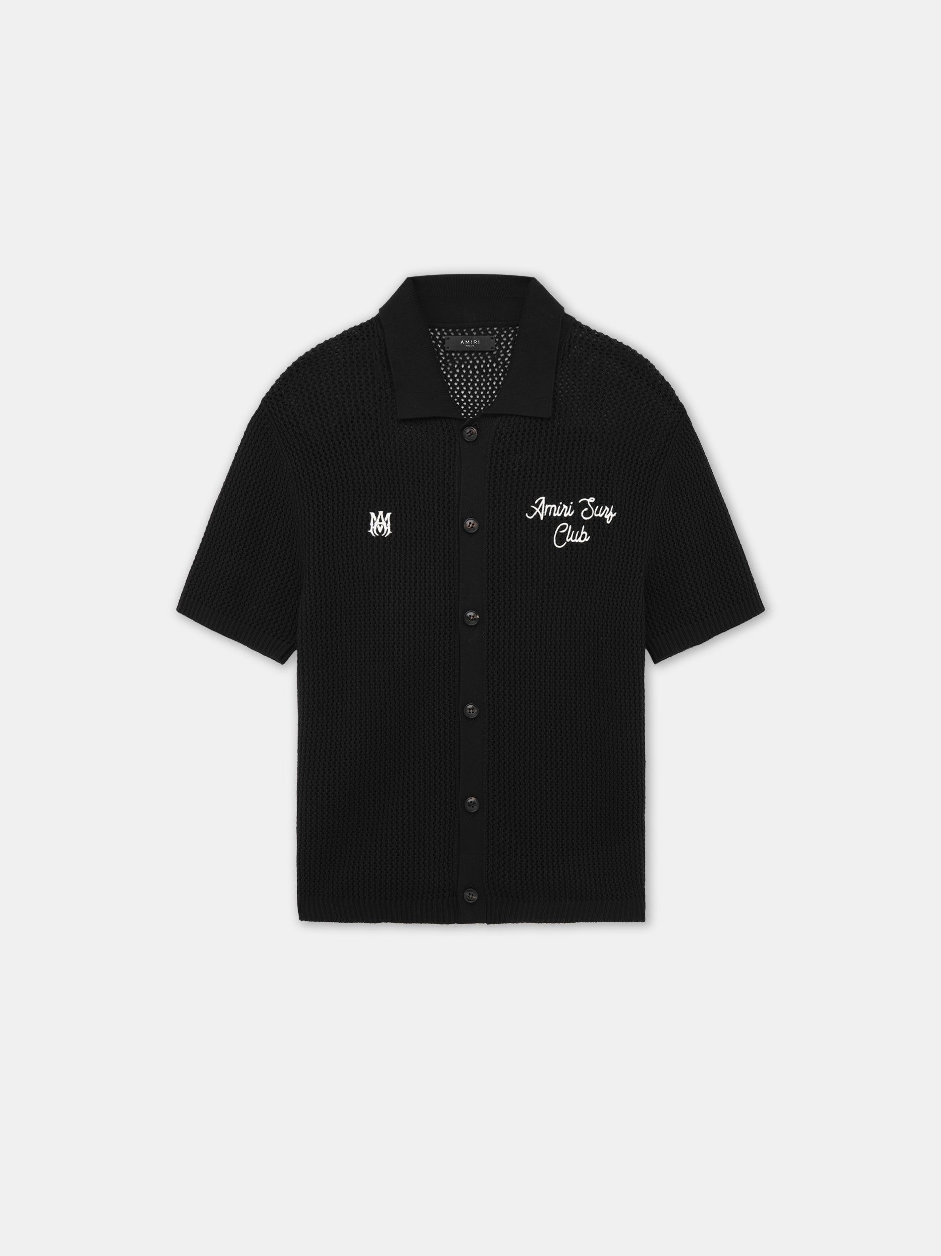 Prendas De Punto Amiri Surf Club Crotchet Polo Hombre Negros | TFQLOR-984