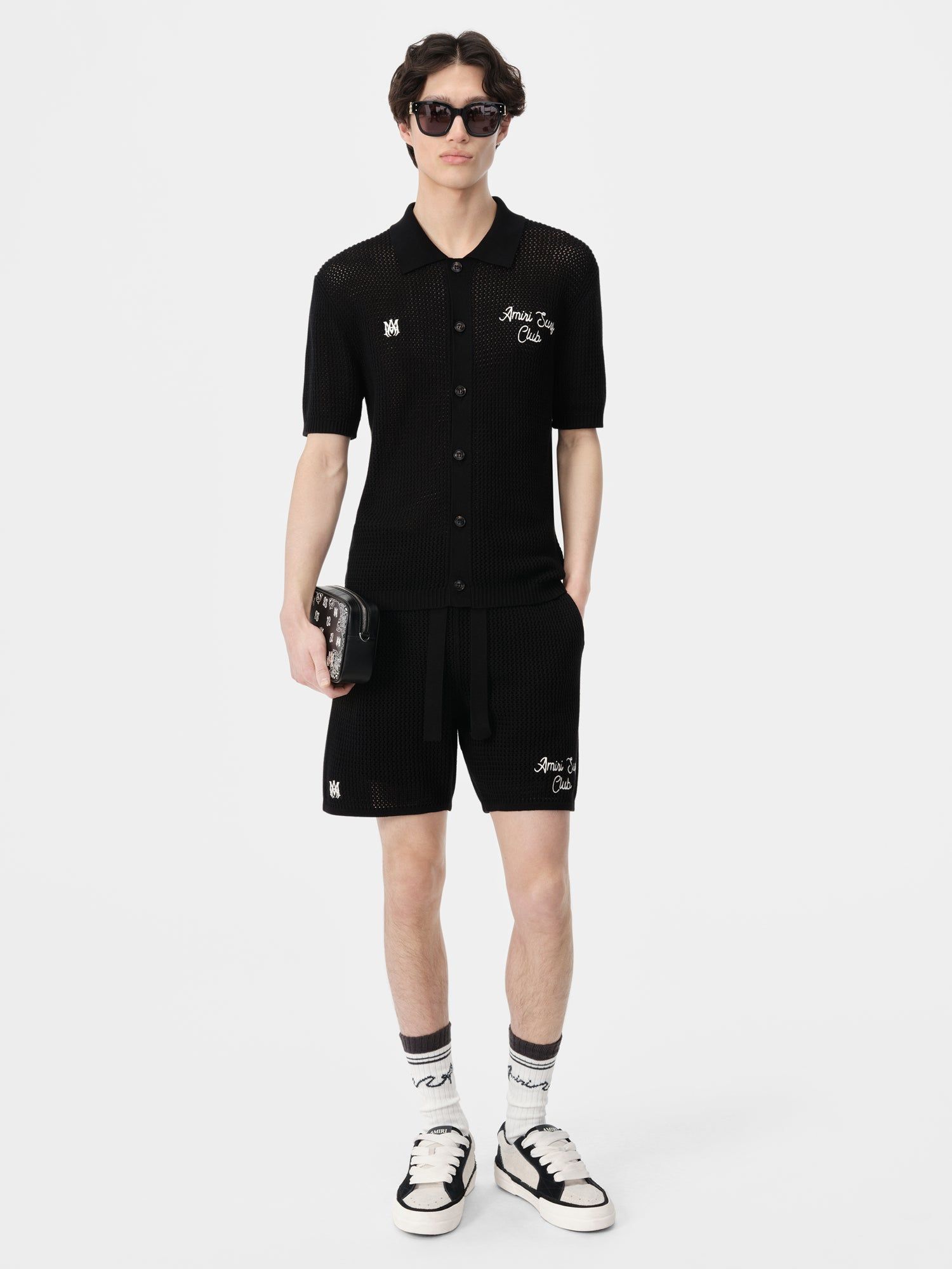 Prendas De Punto Amiri Surf Club Crotchet Polo Hombre Negros | TFQLOR-984