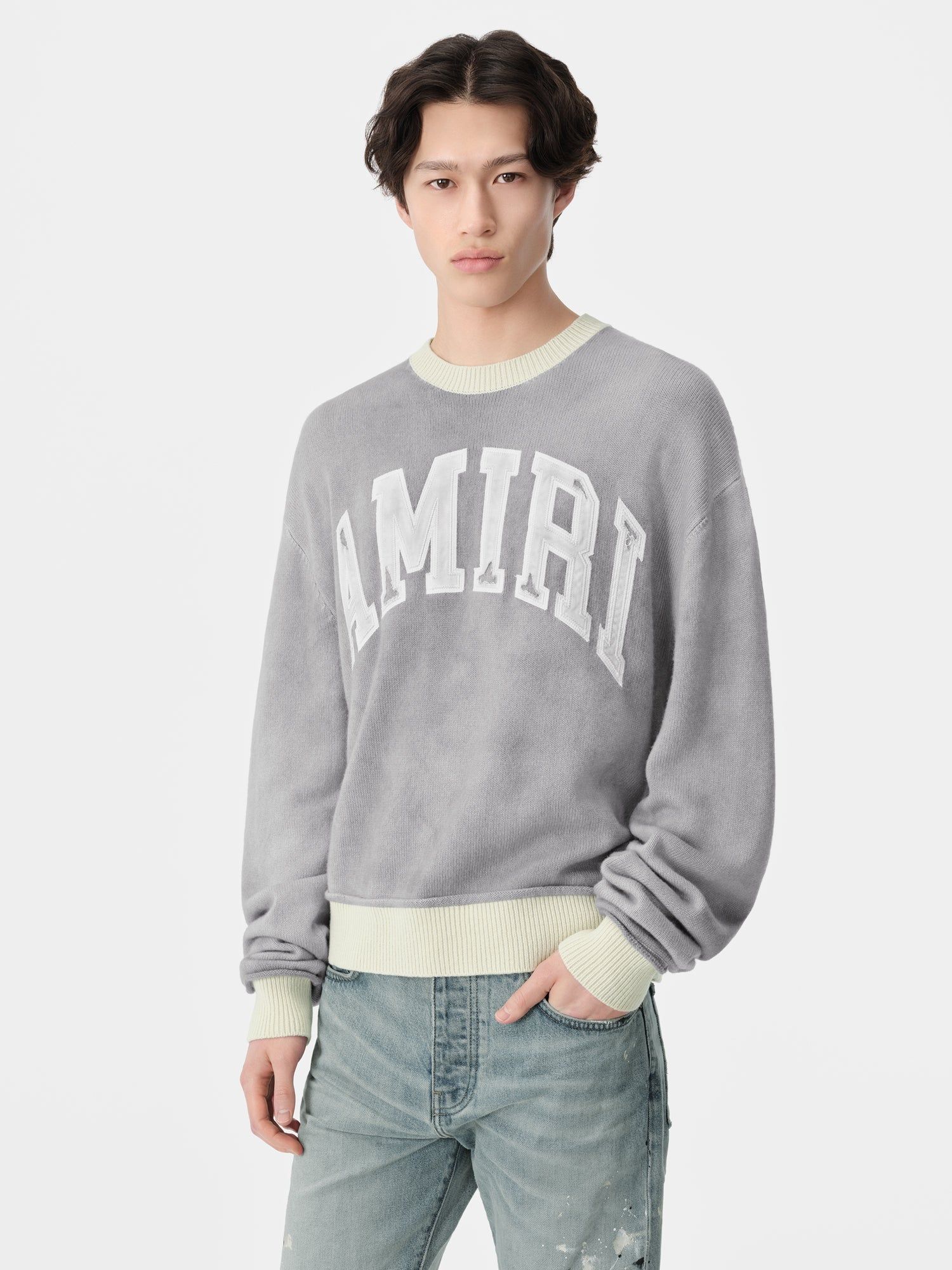 Prendas De Punto Amiri Vintage Cashmere Crew Hombre Grises | JAUOGX-637