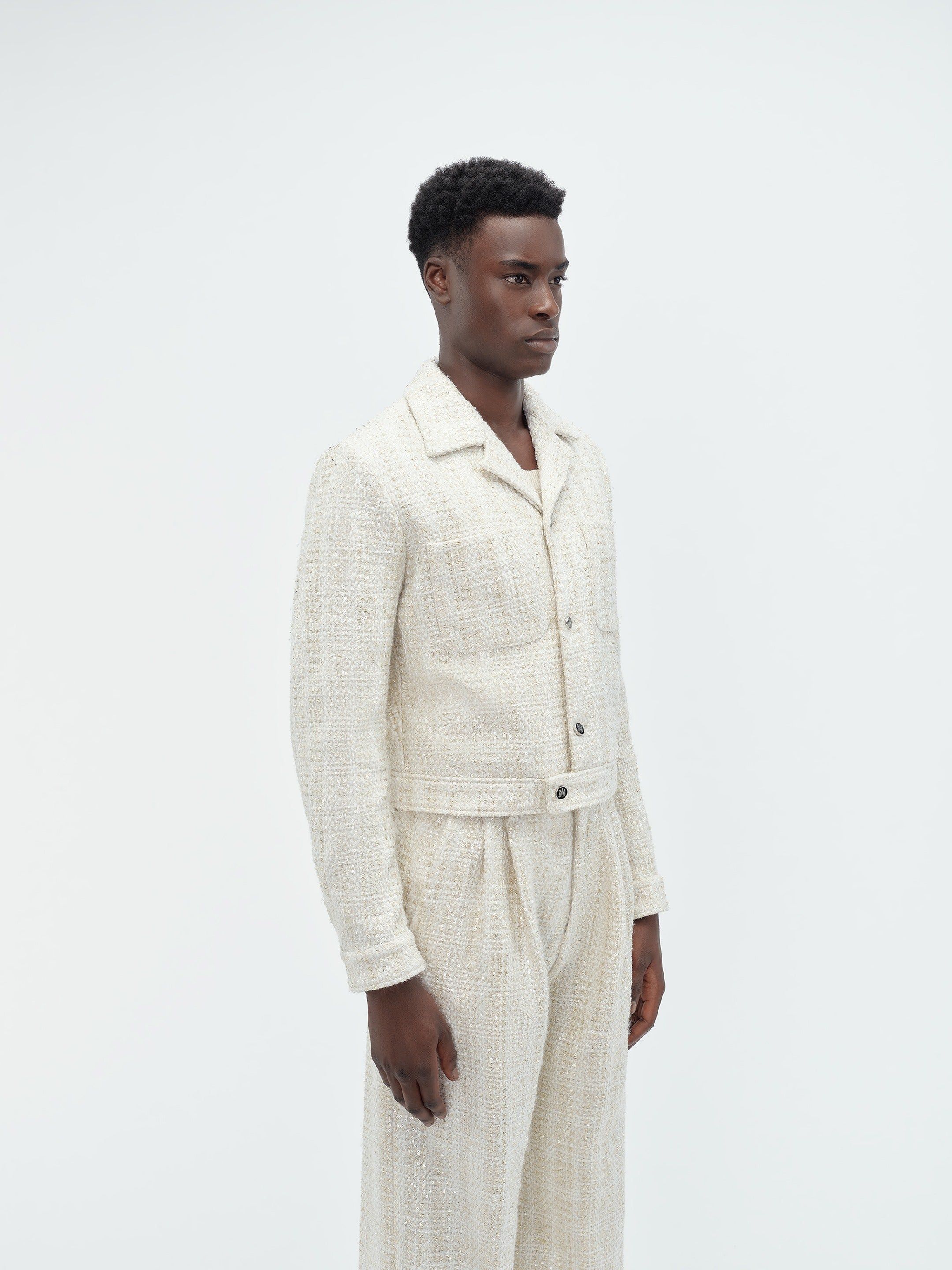 Ropa De Abrigo Amiri Sequin Boucle Shirt Jacket Hombre Alabaster | YRGMAS-527